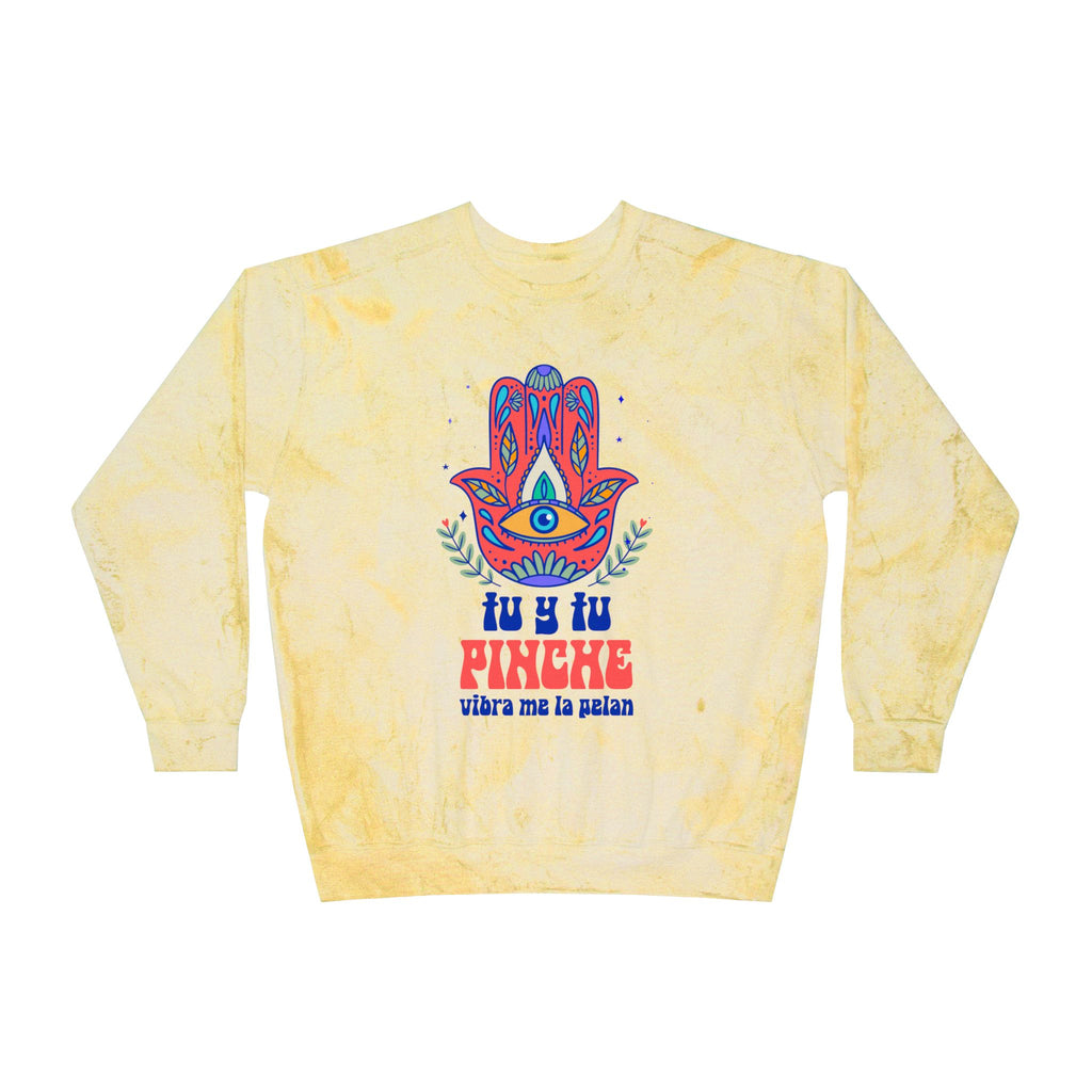 Hamsa Vibes Crewneck Sweatshirt — "Tu y Tu Pinche" Color Blast Pullover
