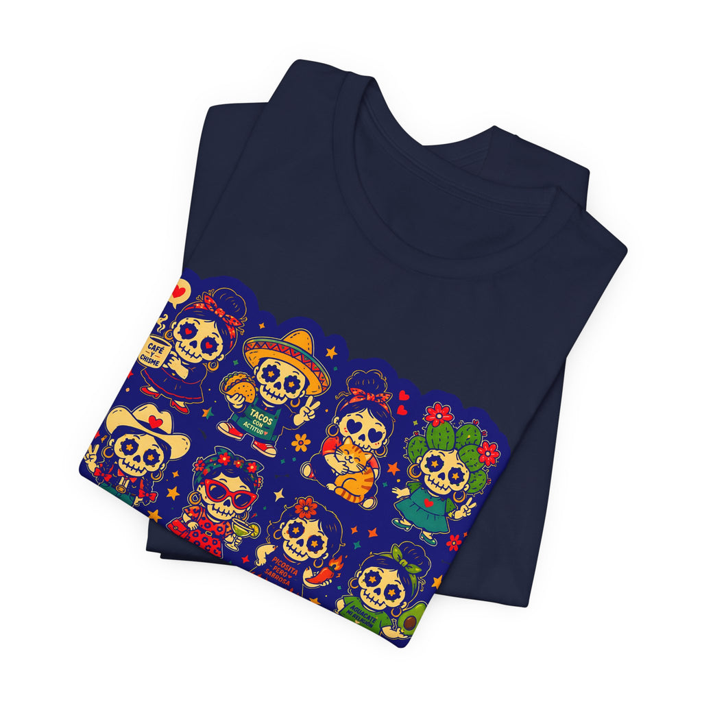 Las Chingonitas Social Club Tee — Colorful Day of the Dead Calavera Graphic T‑Shirt