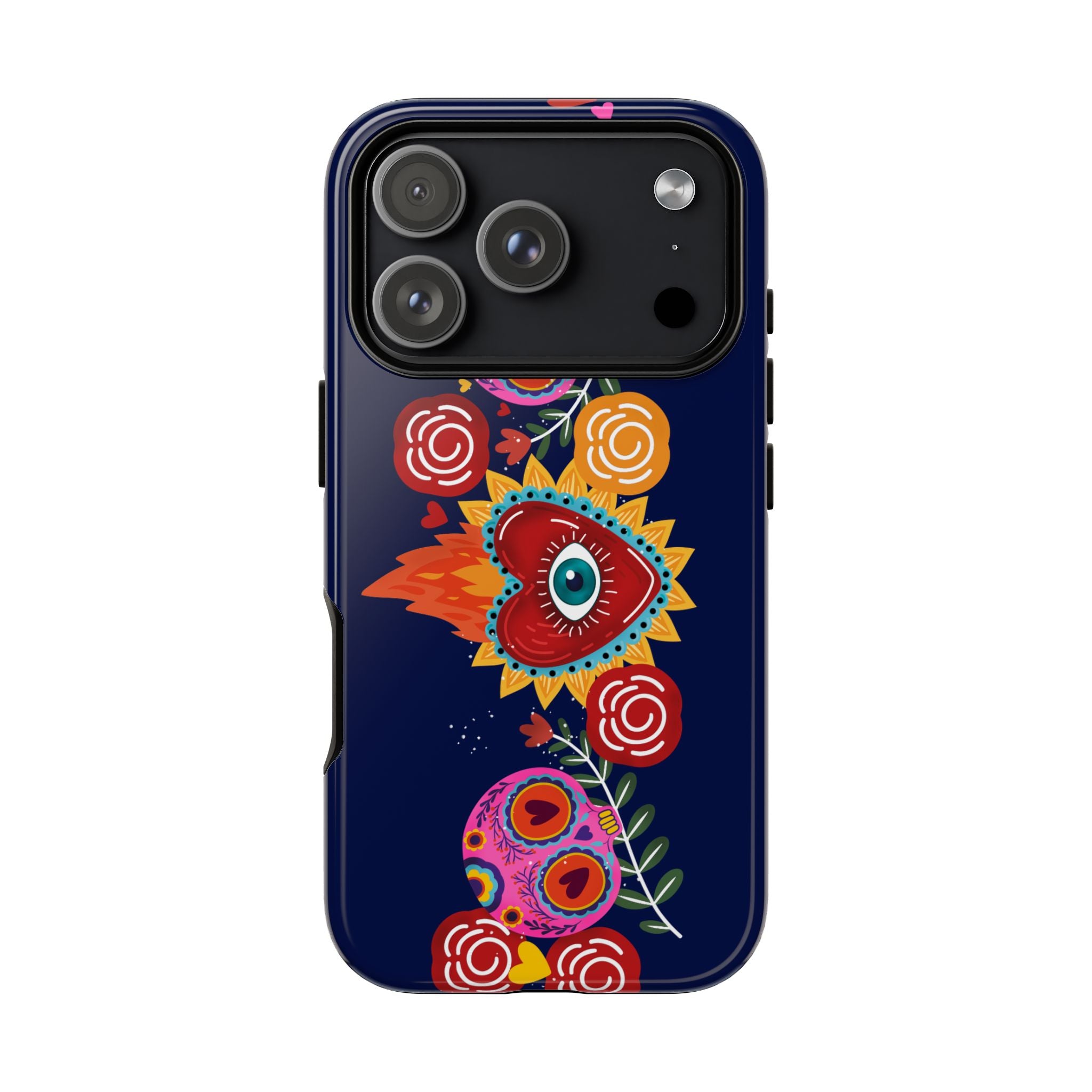 Blue Sugar Skull Floral Phone Case — Day of the Dead Protective Case