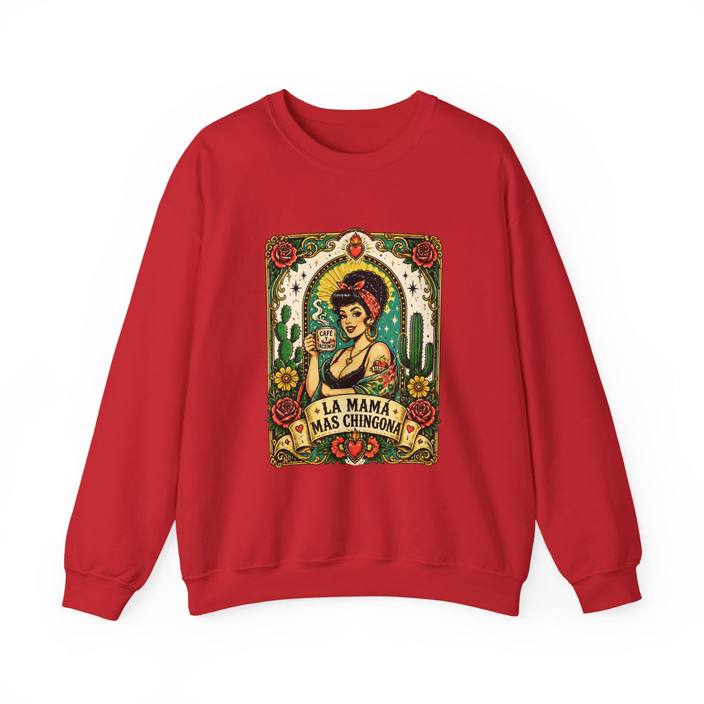 La Mama Mas Chingon Crewneck Sweatshirt — Vintage Mexican Folk Art Graphic