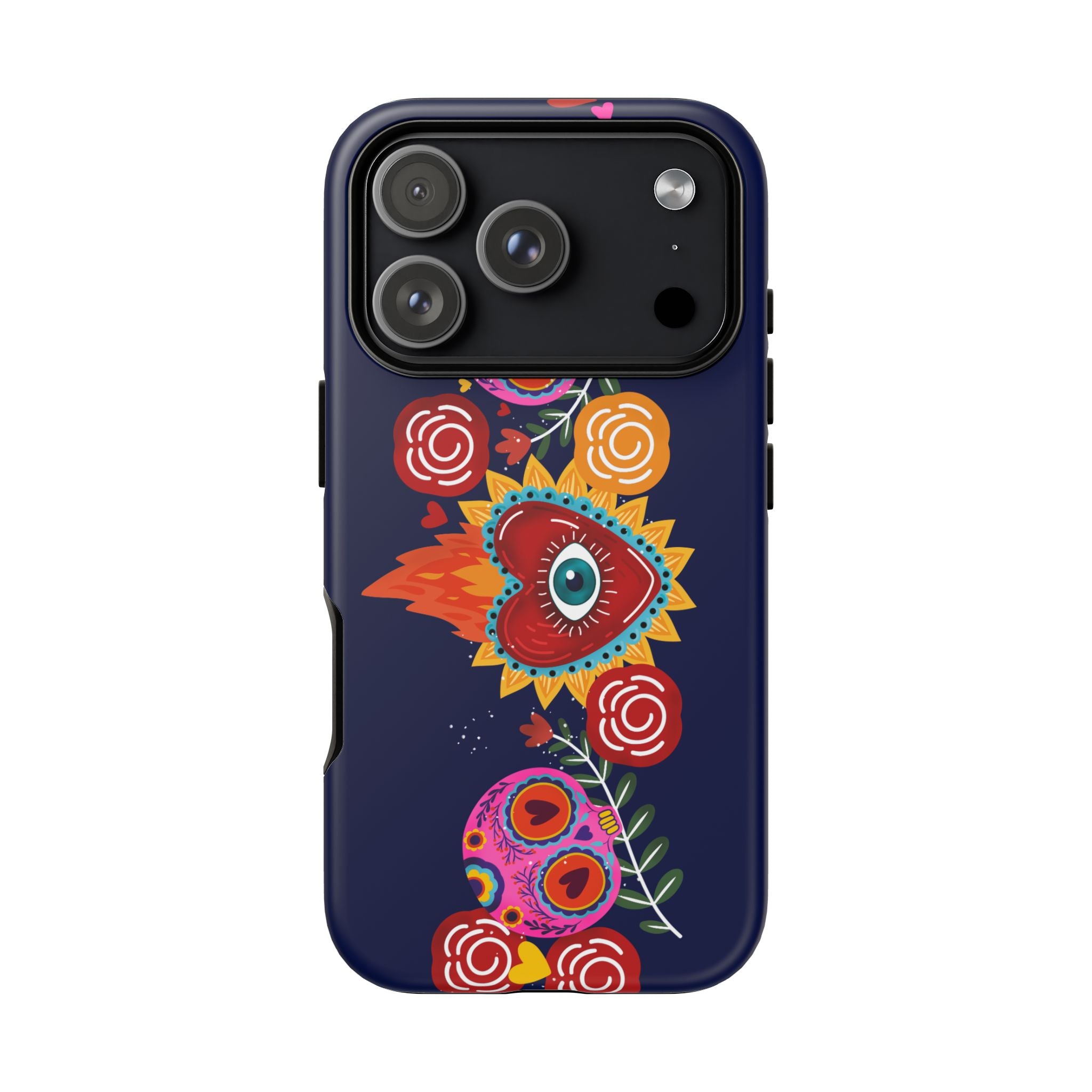 Blue Sugar Skull Floral Phone Case — Day of the Dead Protective Case