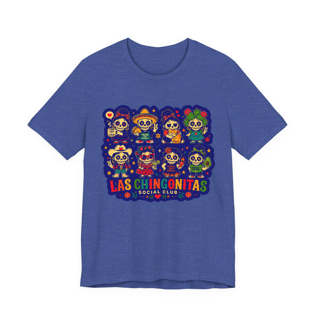 Las Chingonitas Social Club Tee — Colorful Day of the Dead Calavera Graphic T‑Shirt