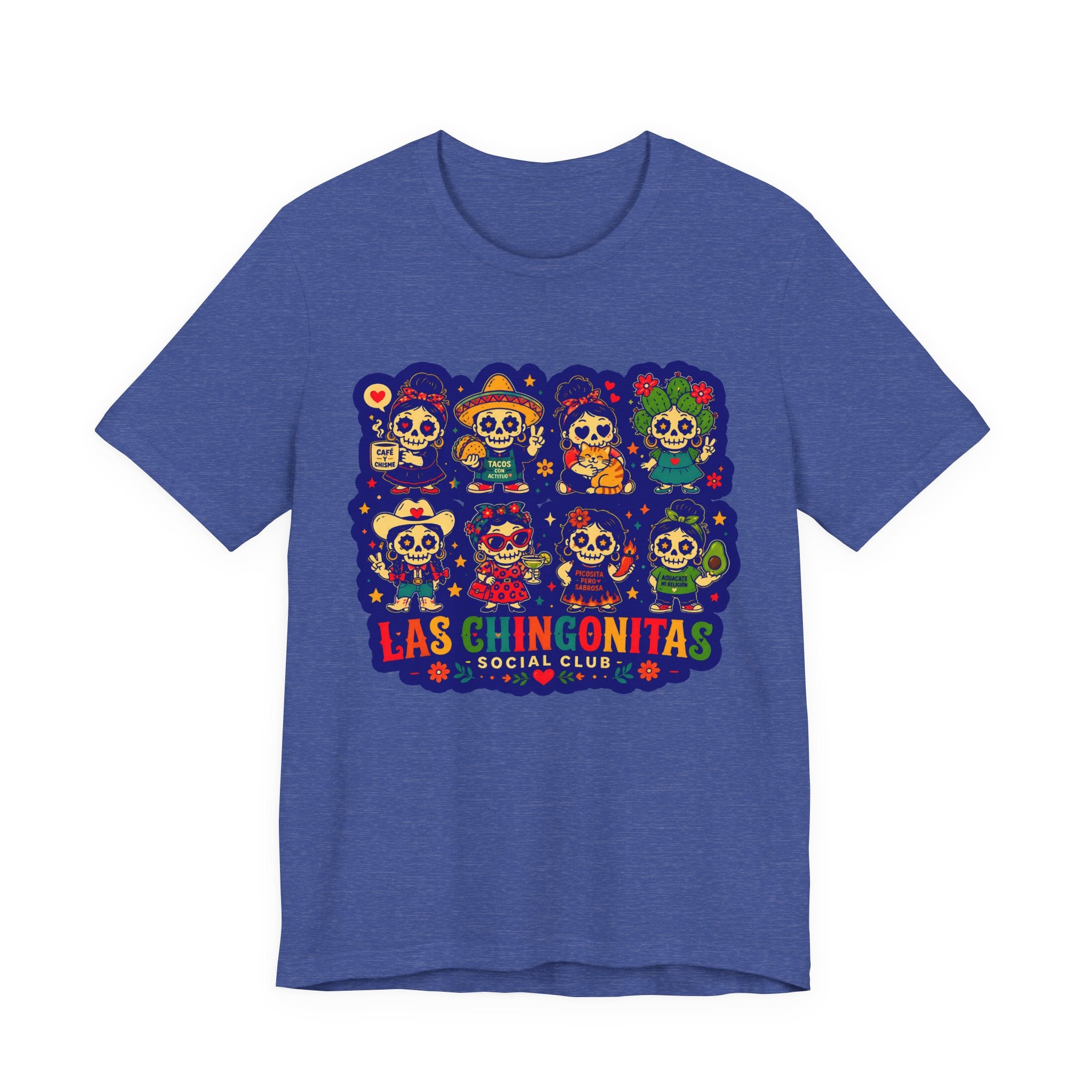 Las Chingonitas Social Club Tee — Colorful Day of the Dead Calavera Graphic T‑Shirt