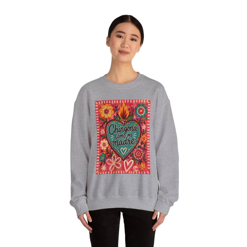Chingona Como Mi Madre Sweatshirt — Floral Mexican Folk Art Crewneck