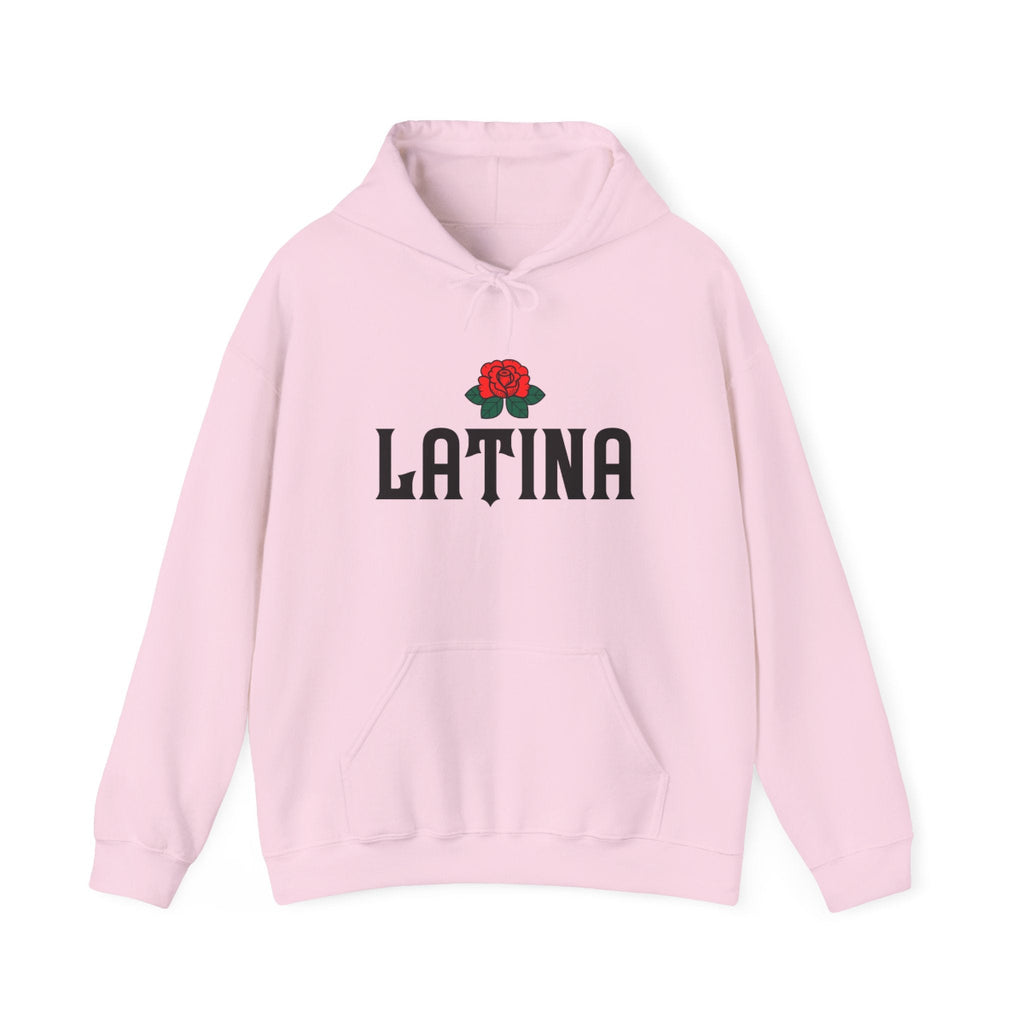 Latina Rose Hoodie — Bold Script Floral Pullover
