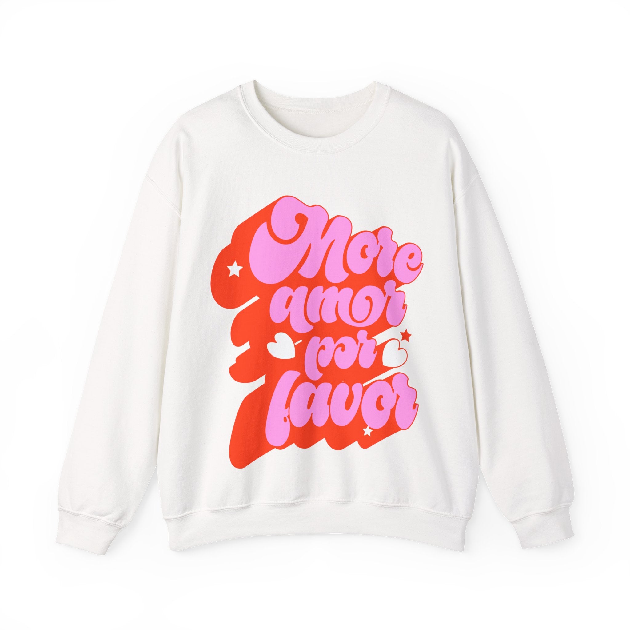 More Amor Por Favor Crewneck Sweatshirt — Retro Pink & Red Love Graphic
