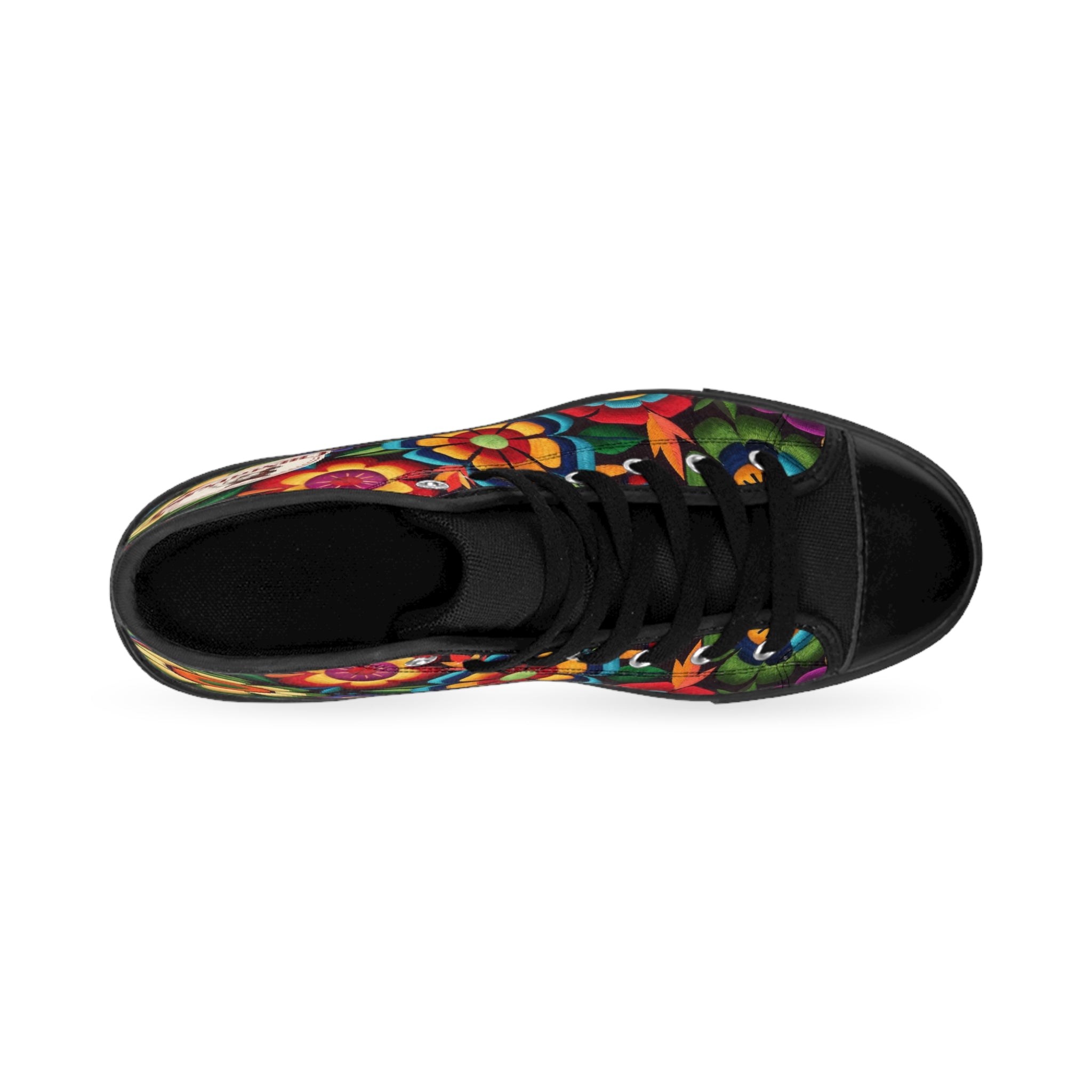 Women's Classic Sneakers — Colorful Floral Folk Art High-Top Shoes