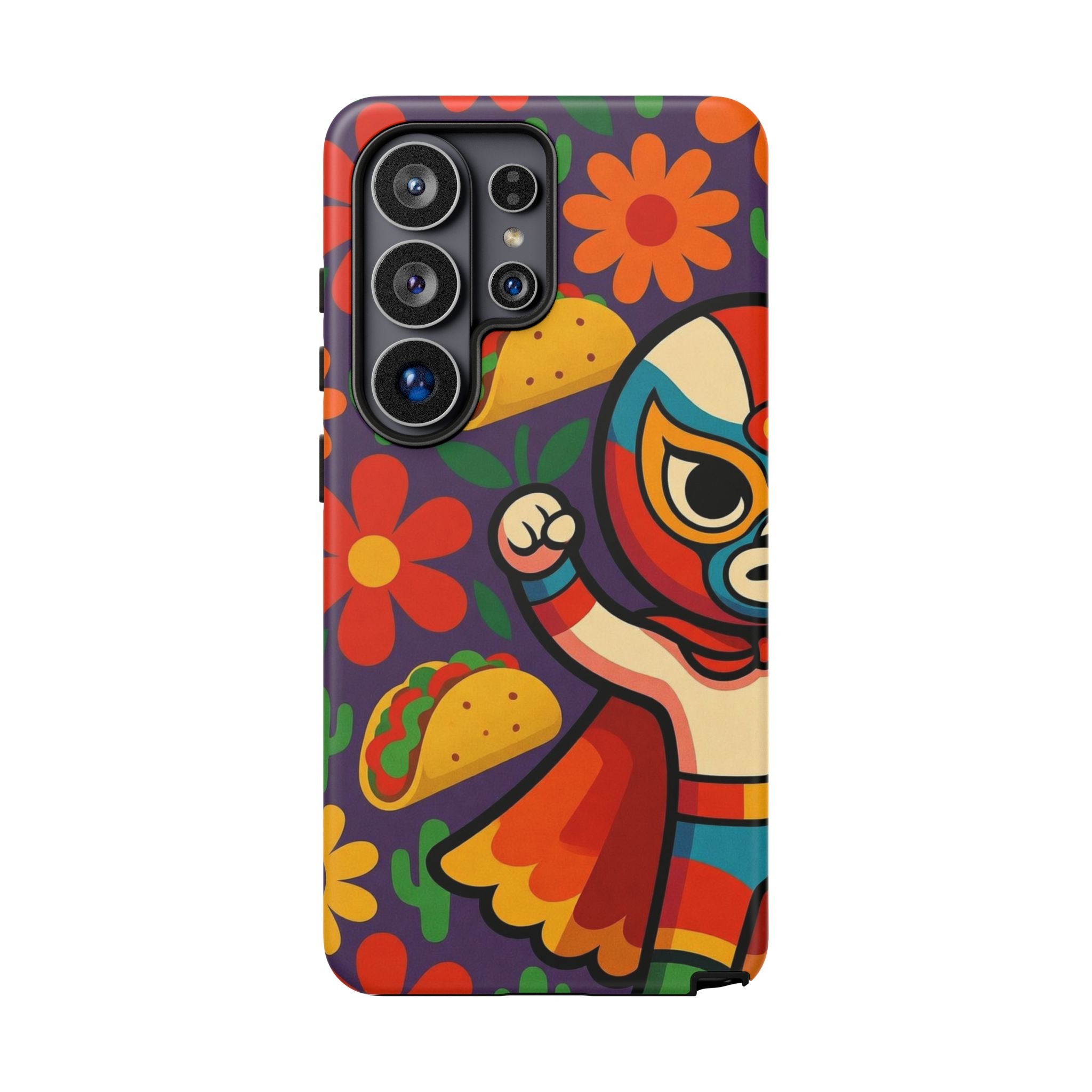 Luchador Taco Phone Case — Colorful Mexican Wrestling Floral Design