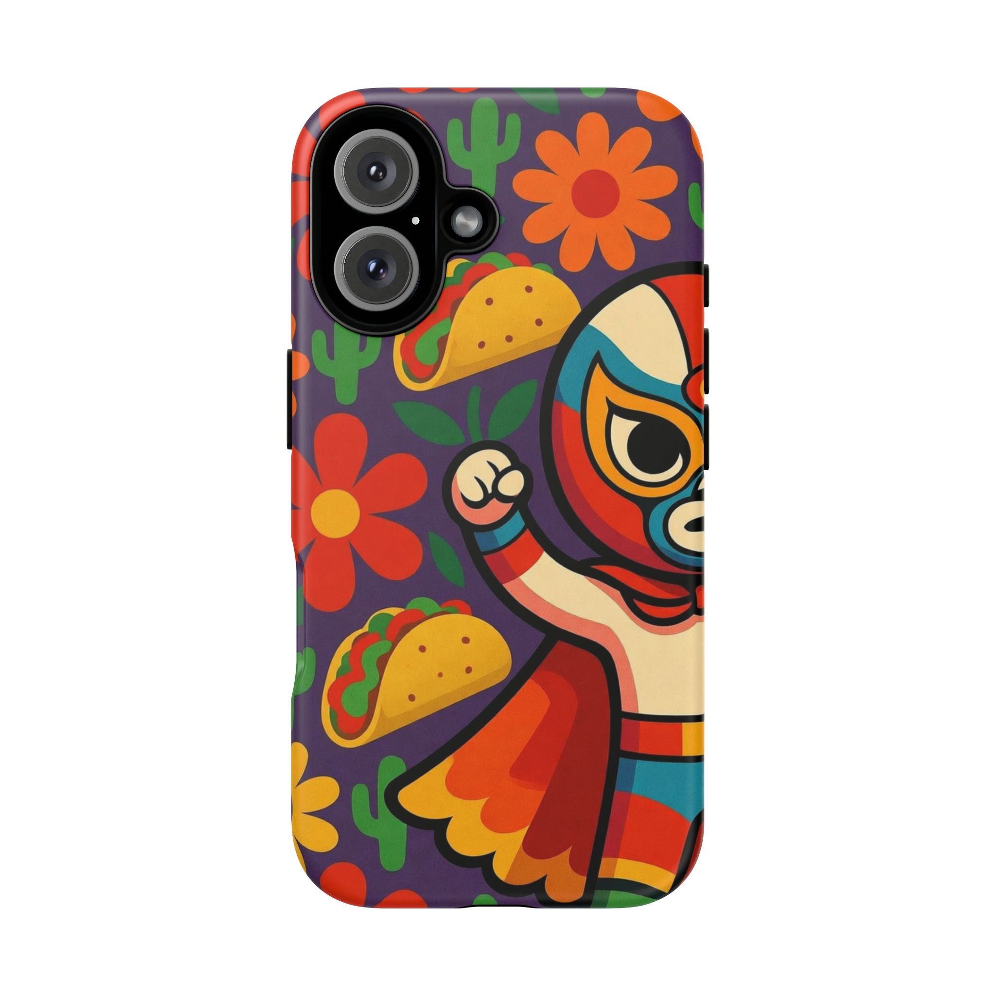Luchador Taco Phone Case — Colorful Mexican Wrestling Floral Design