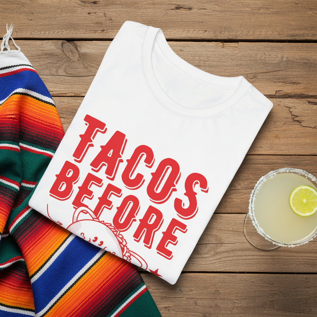 Tacos Before Vatos Graphic Tee | Retro 70s Latina Streetwear Shirt