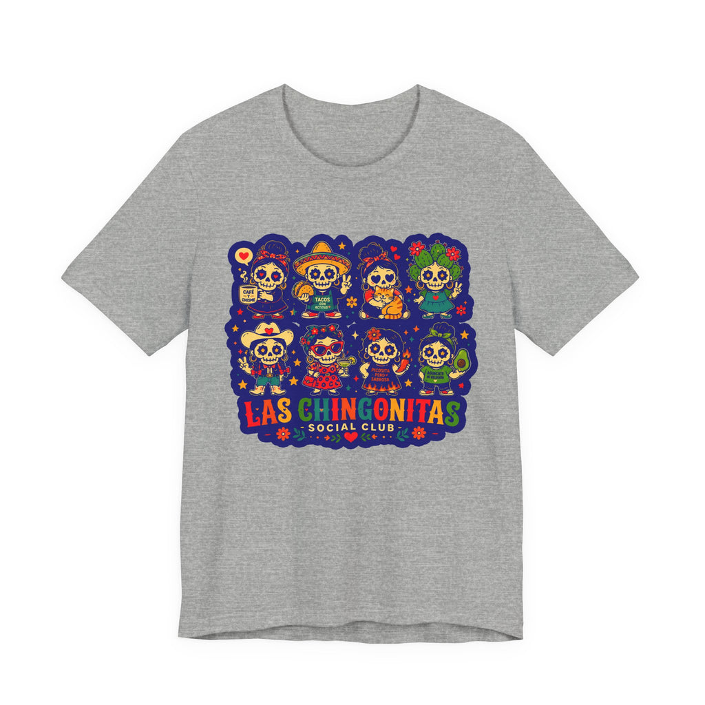 Las Chingonitas Social Club Tee — Colorful Day of the Dead Calavera Graphic T‑Shirt