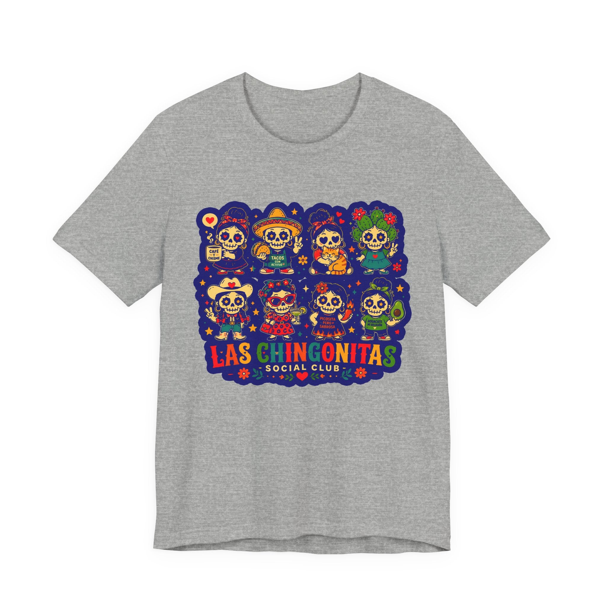 Las Chingonitas Social Club Tee — Colorful Day of the Dead Calavera Graphic T‑Shirt