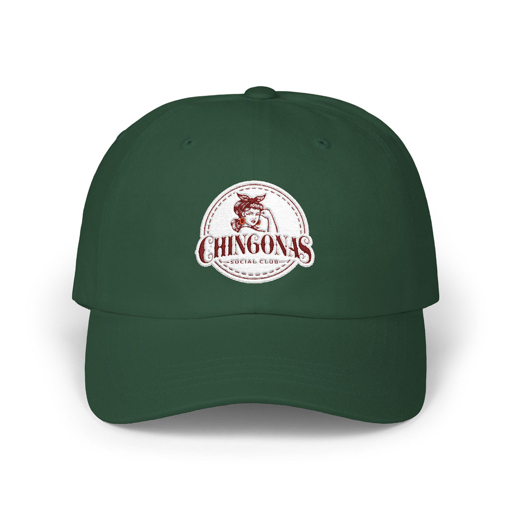 Dad Cap with Vintage Hound Logo — White Classic Baseball Hat