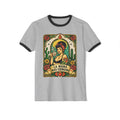 La Mama Mas Chingona ringer tee heather grey black - vintage folk art cactus rose Latina mother shirt