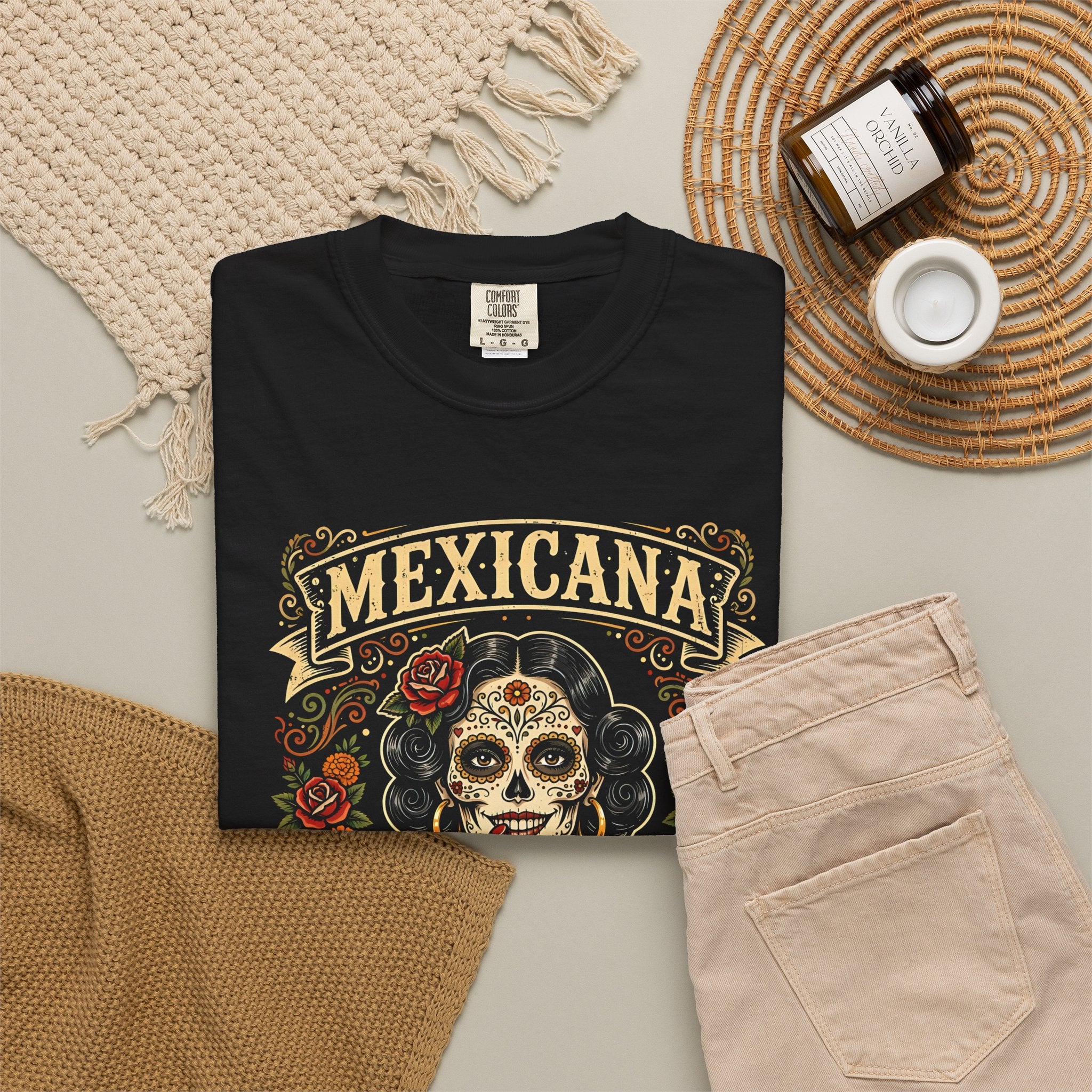 Mexicana Hasta Los Huesos Graphic T-Shirt — Day of the Dead Calavera Tee