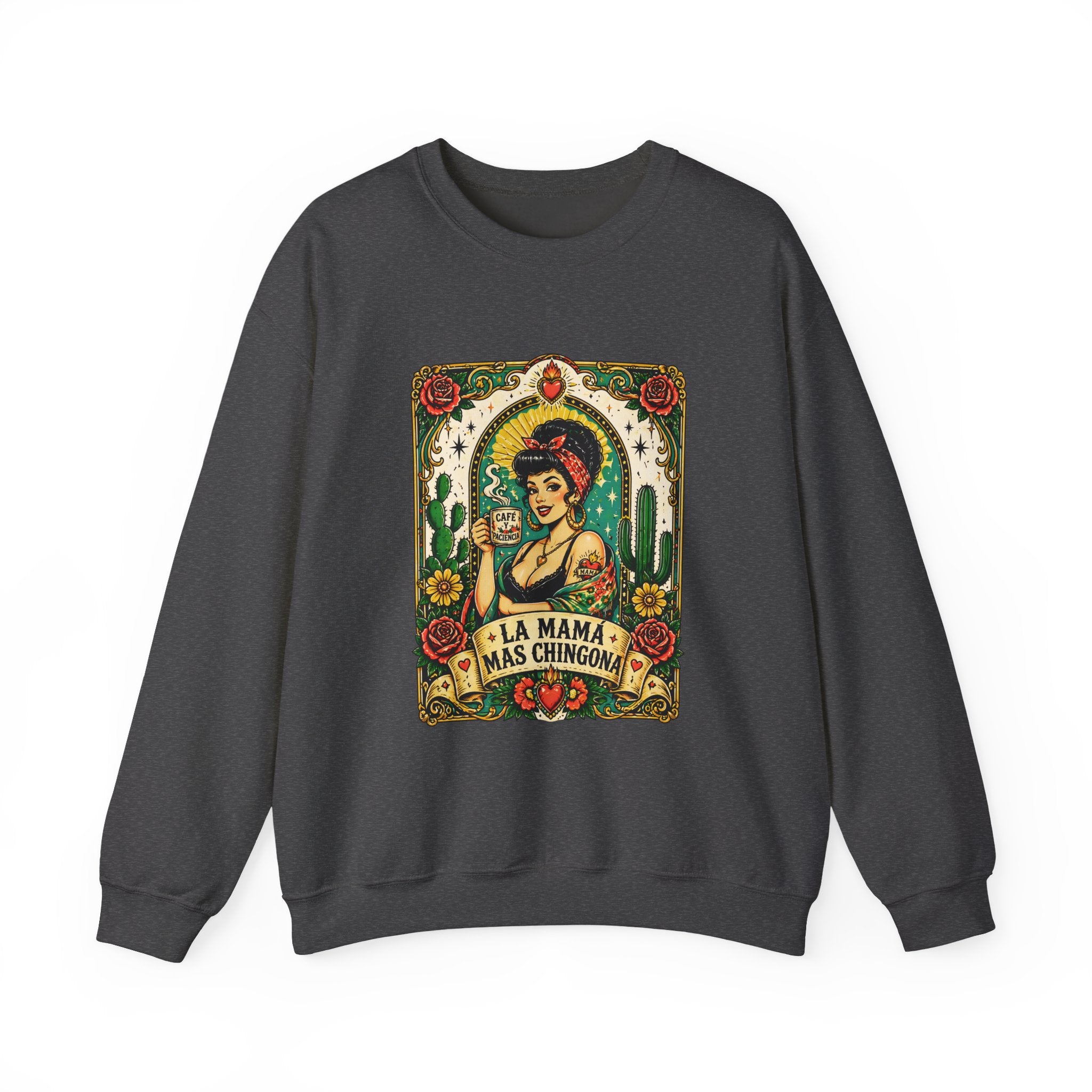 La Mama Mas Chingon Crewneck Sweatshirt — Vintage Mexican Folk Art Graphic