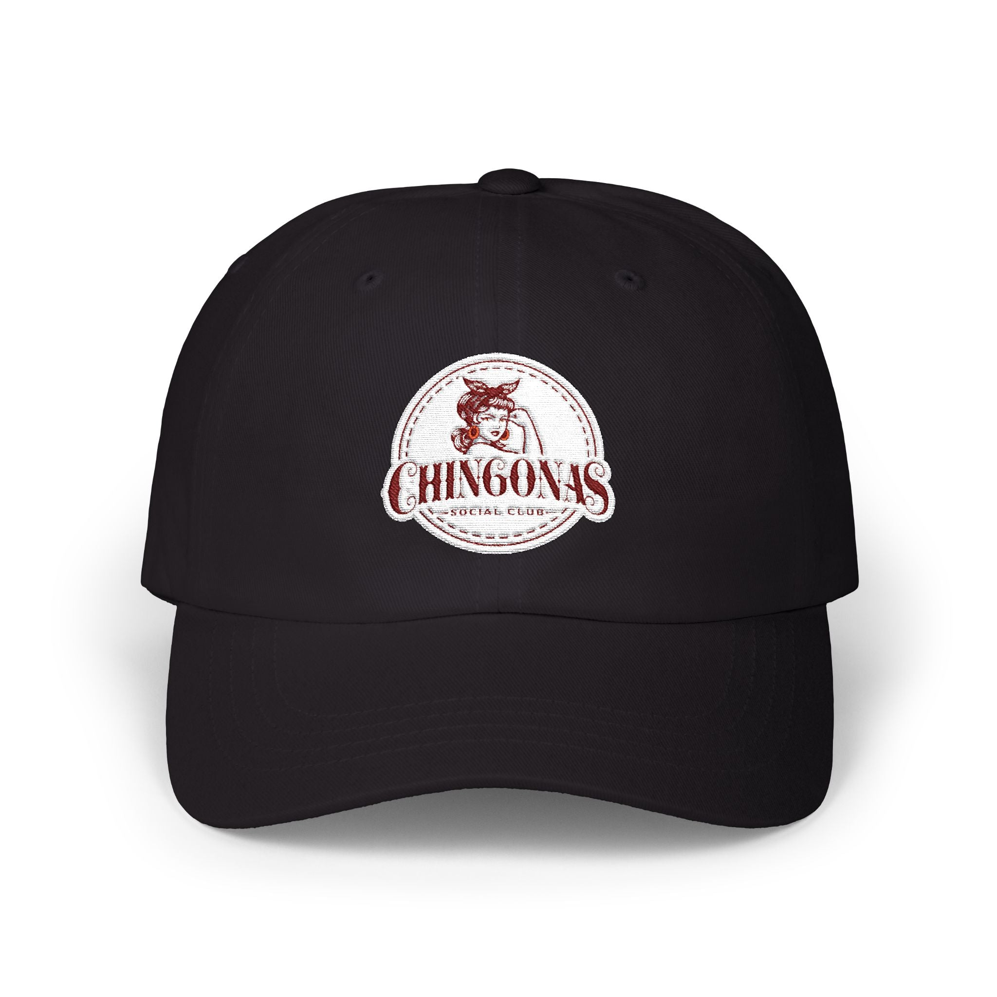 Dad Cap with Vintage Hound Logo — White Classic Baseball Hat