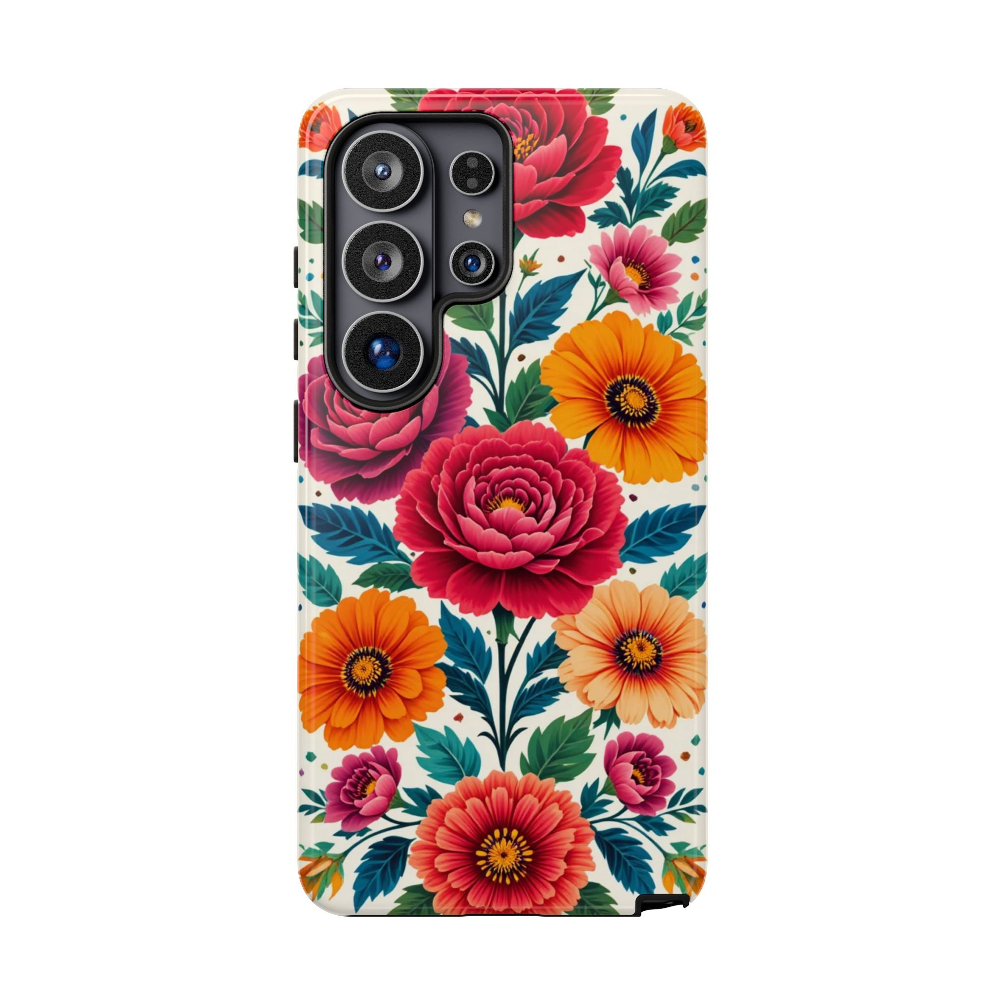 Floral Tough Case — Vibrant Rose & Marigold Phone Case