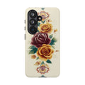 Floral Cross-Stitch Phone Case – Vintage Rose Protective Cover