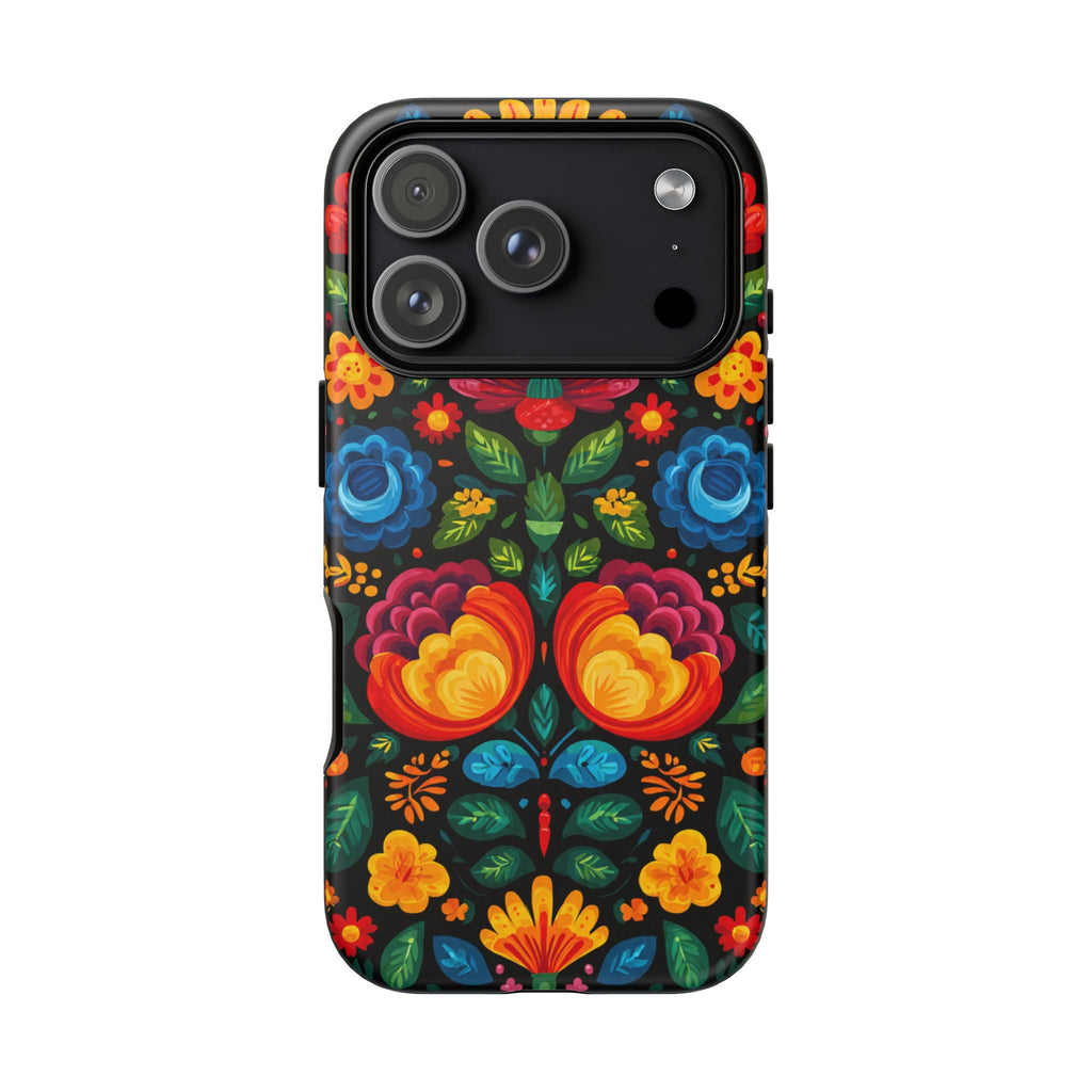Floral Folk Art Tough Phone Case — Colorful Protective iPhone Cover