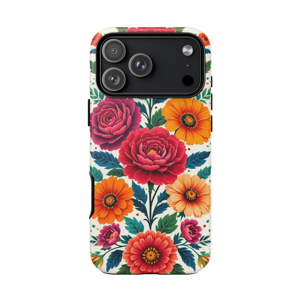 Floral Tough Case — Vibrant Rose & Marigold Phone Case