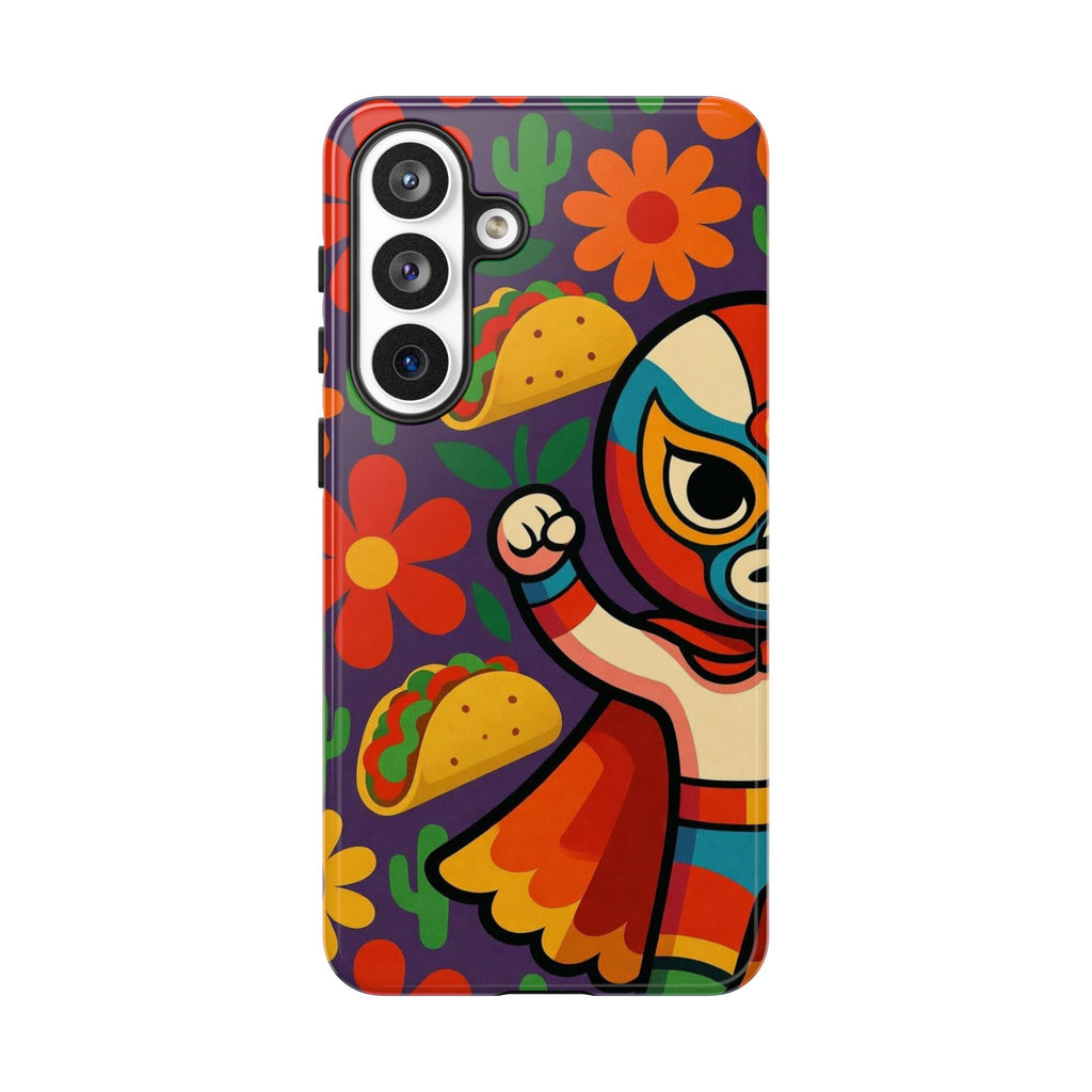 Luchador Taco Phone Case — Colorful Mexican Wrestling Floral Design