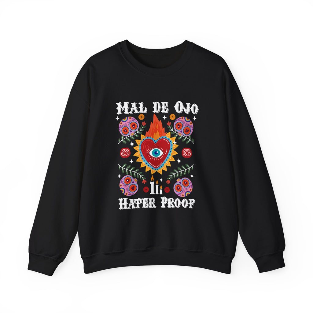 Crewneck Sweatshirt — "Mal de Ojo" Hater Proof Folk Heart Design