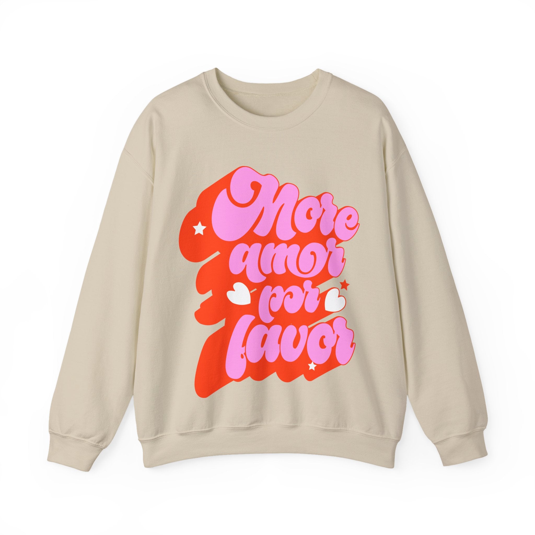 More Amor Por Favor Crewneck Sweatshirt — Retro Pink & Red Love Graphic
