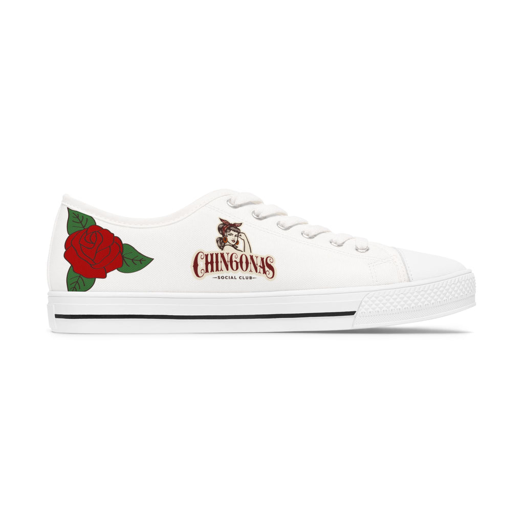 Low Top Sneakers — Floral 'Chingonas' Graphic Women's Canvas Shoes