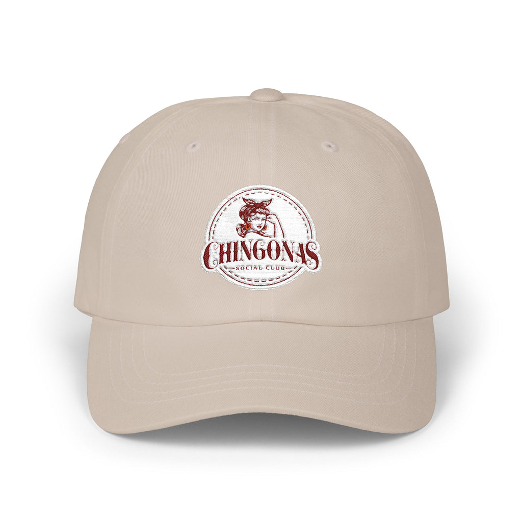 Dad Cap with Vintage Hound Logo — White Classic Baseball Hat