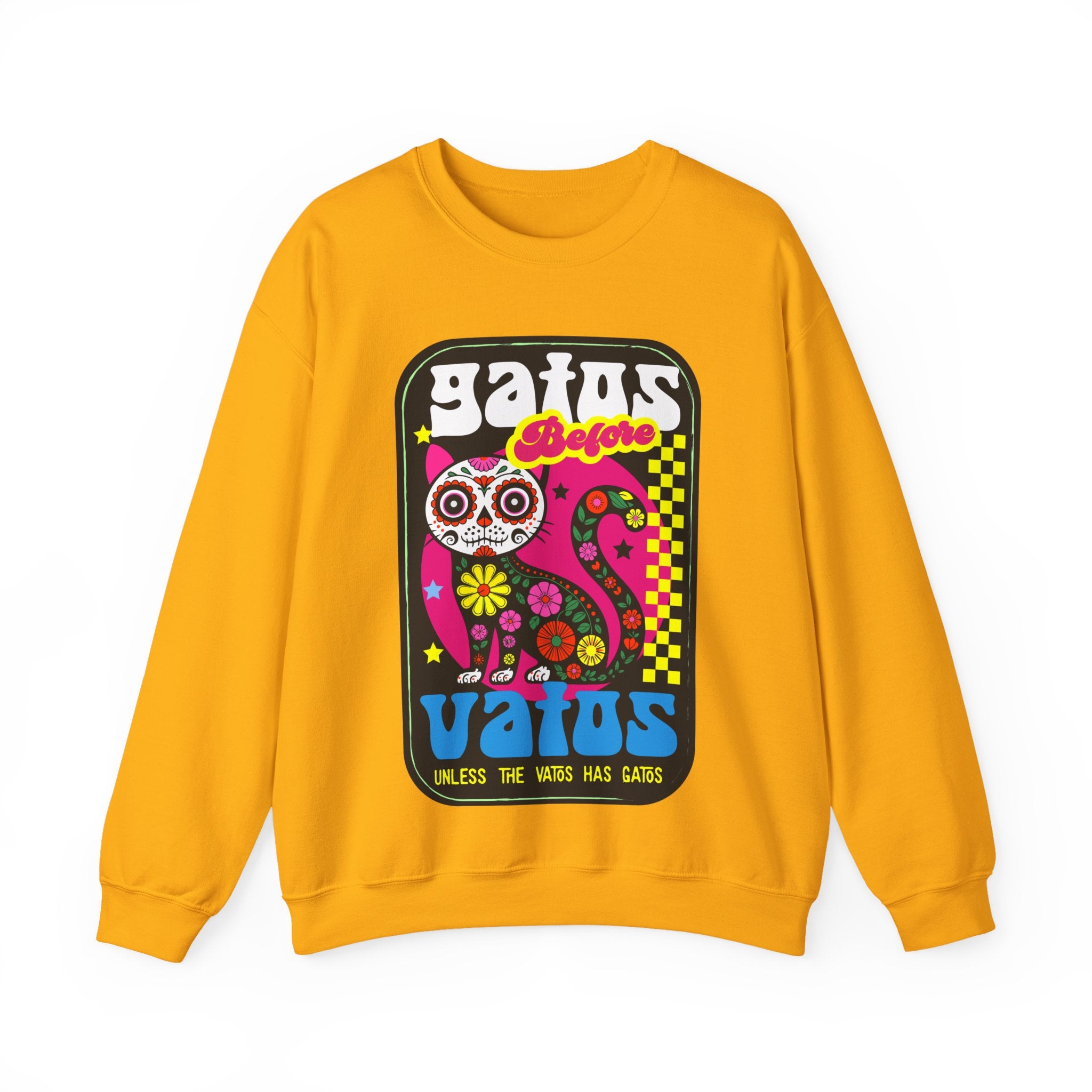 Gatos Vatos Day of the Dead Cat Crewneck Sweatshirt