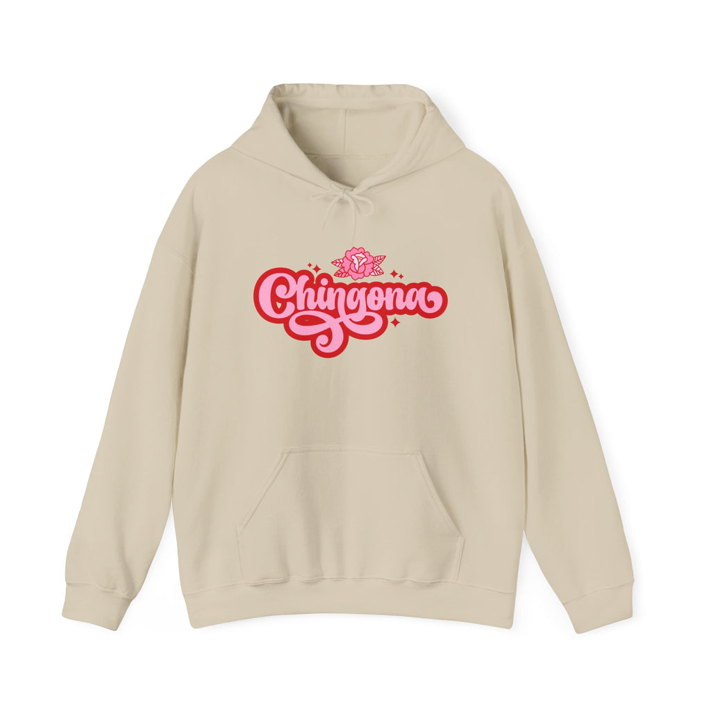 Chingona Rose Script Hoodie — Empowering Latina Lettering Pullover