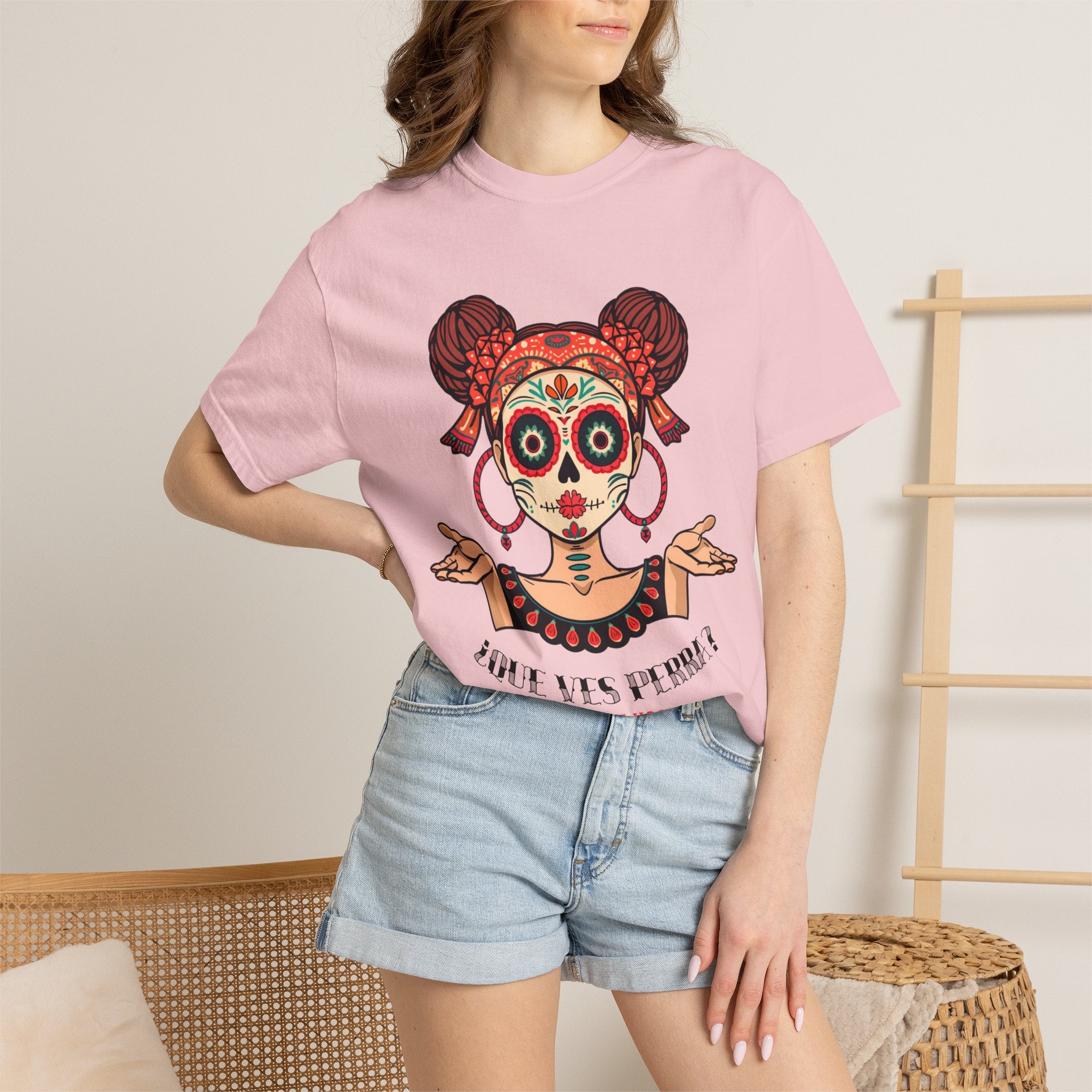 T-Shirt — Día de los Muertos Sugar Skull Girl “Hold My Hoops” Graphic Tee