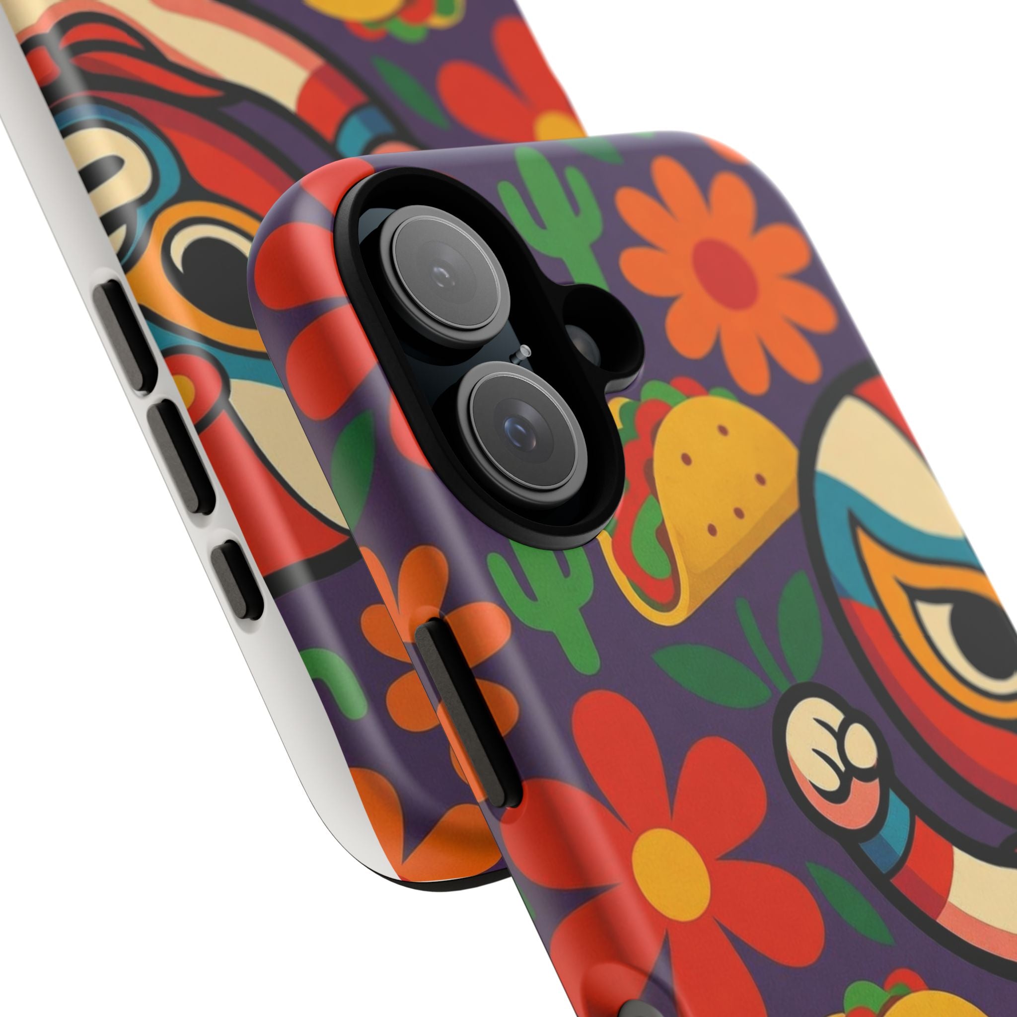 Luchador Taco Phone Case — Colorful Mexican Wrestling Floral Design
