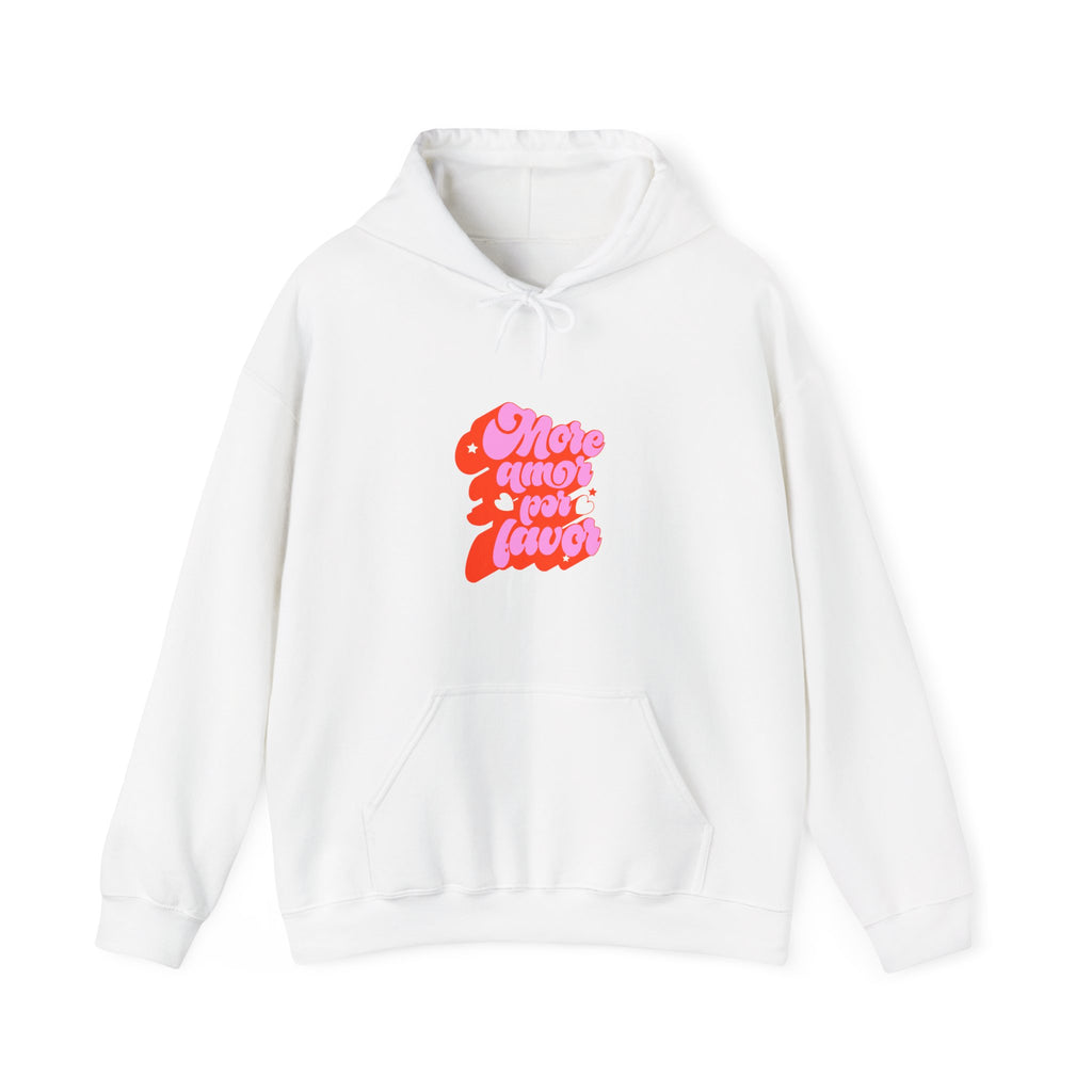 More Amor Por Favor Hoodie — Retro Pink & Red Heart Graphic Pullover
