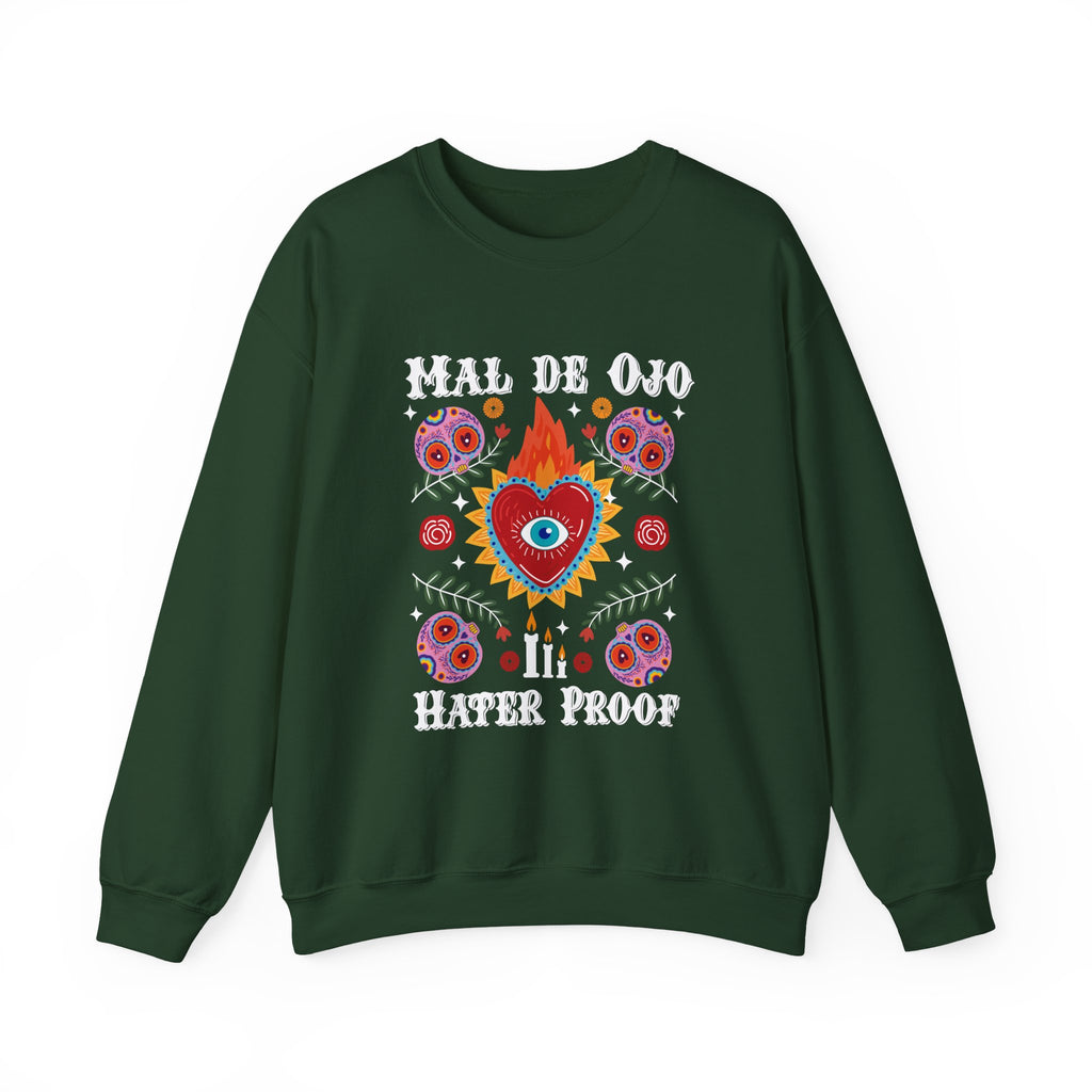 Crewneck Sweatshirt — "Mal de Ojo" Hater Proof Folk Heart Design