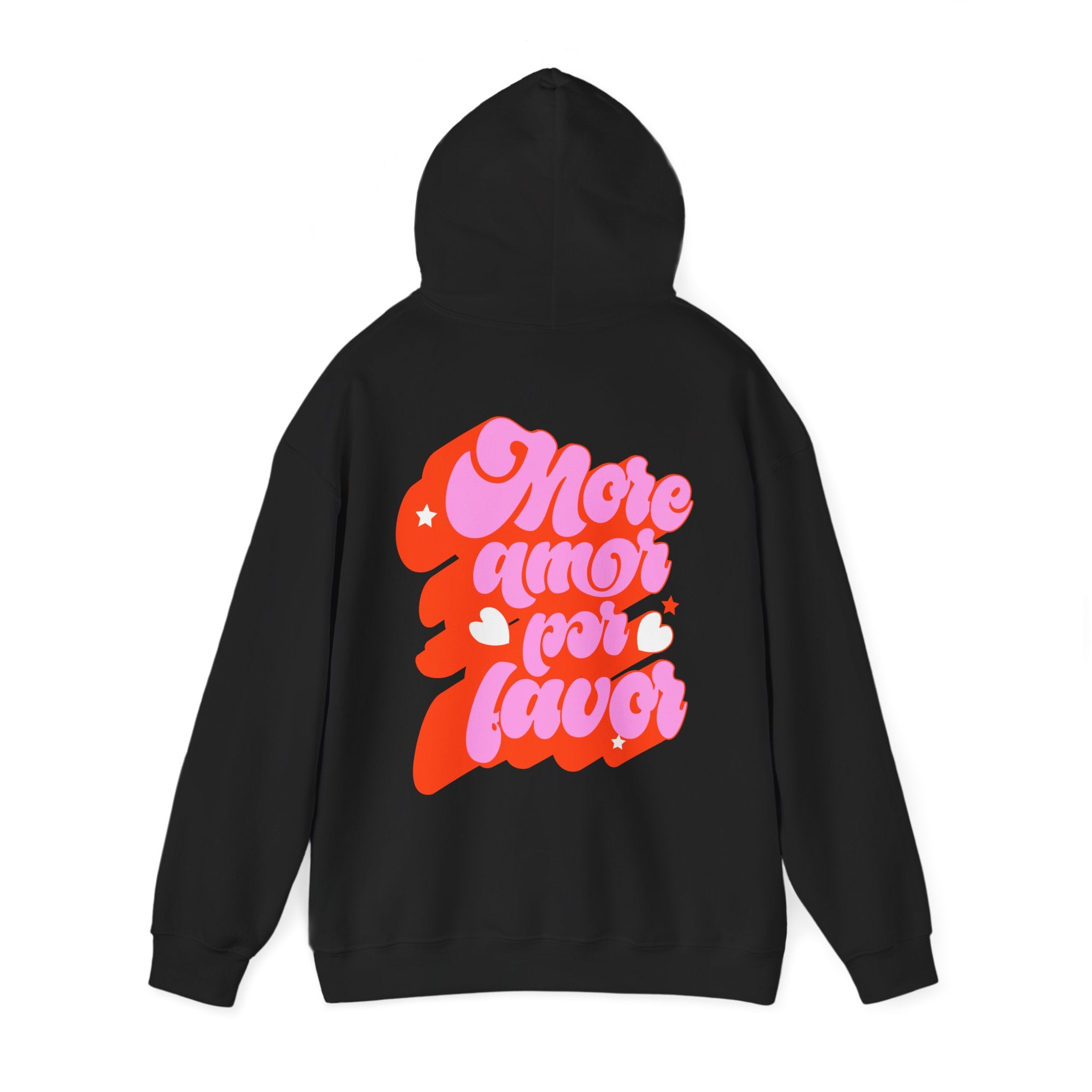 More Amor Por Favor Hoodie — Retro Pink & Red Heart Graphic Pullover