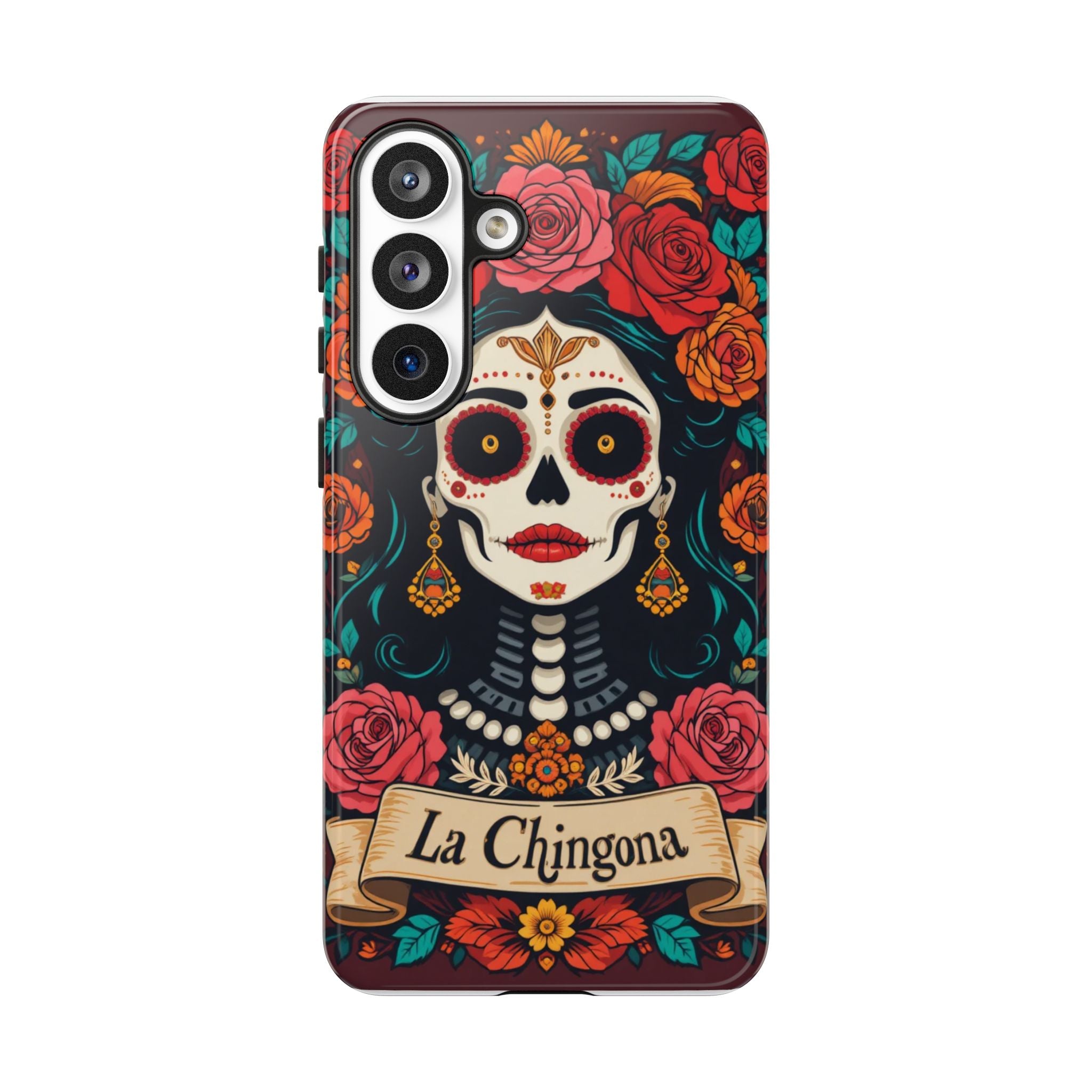 Phone Case — La Chingona Day of the Dead Sugar Skull Floral Design