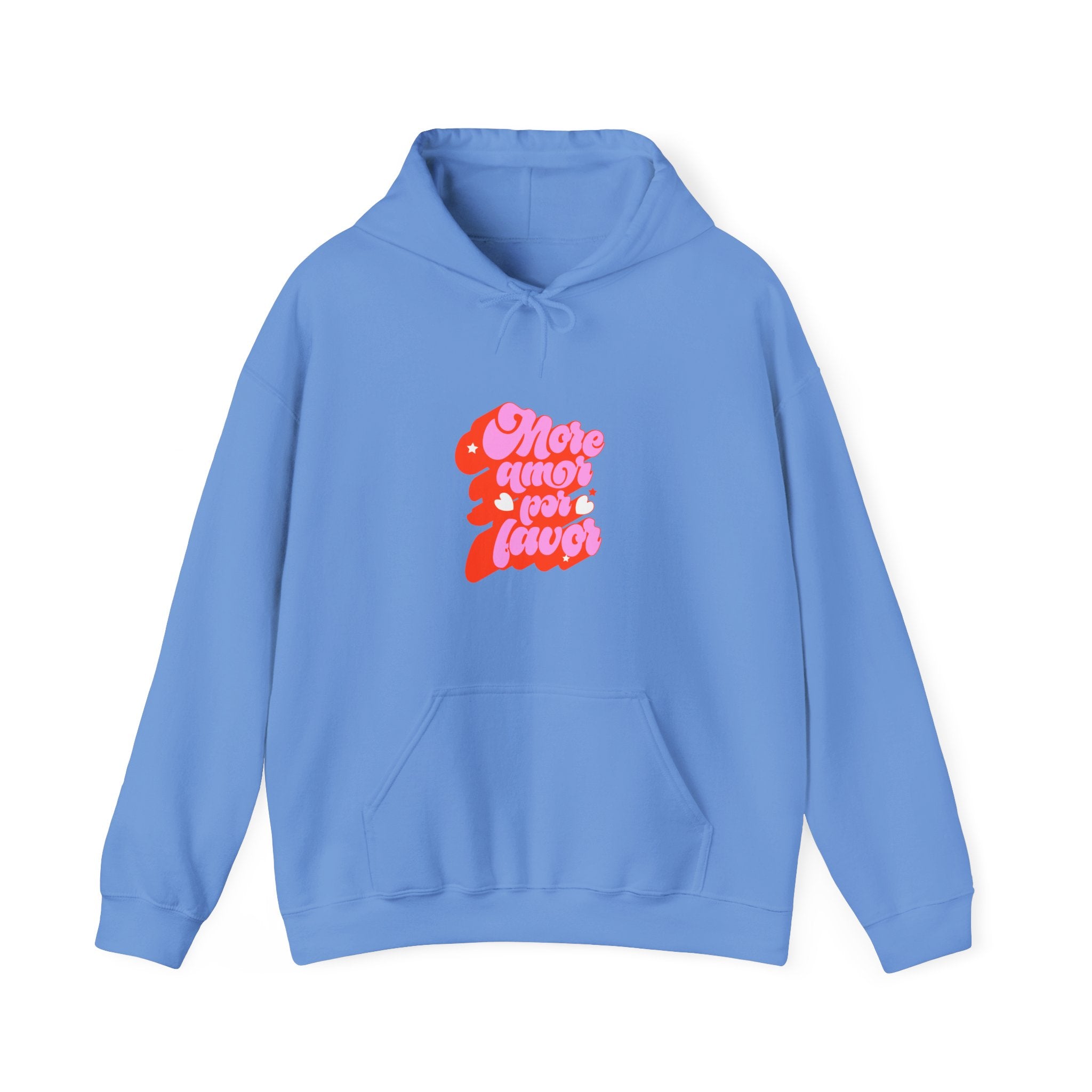 More Amor Por Favor Hoodie — Retro Pink & Red Heart Graphic Pullover