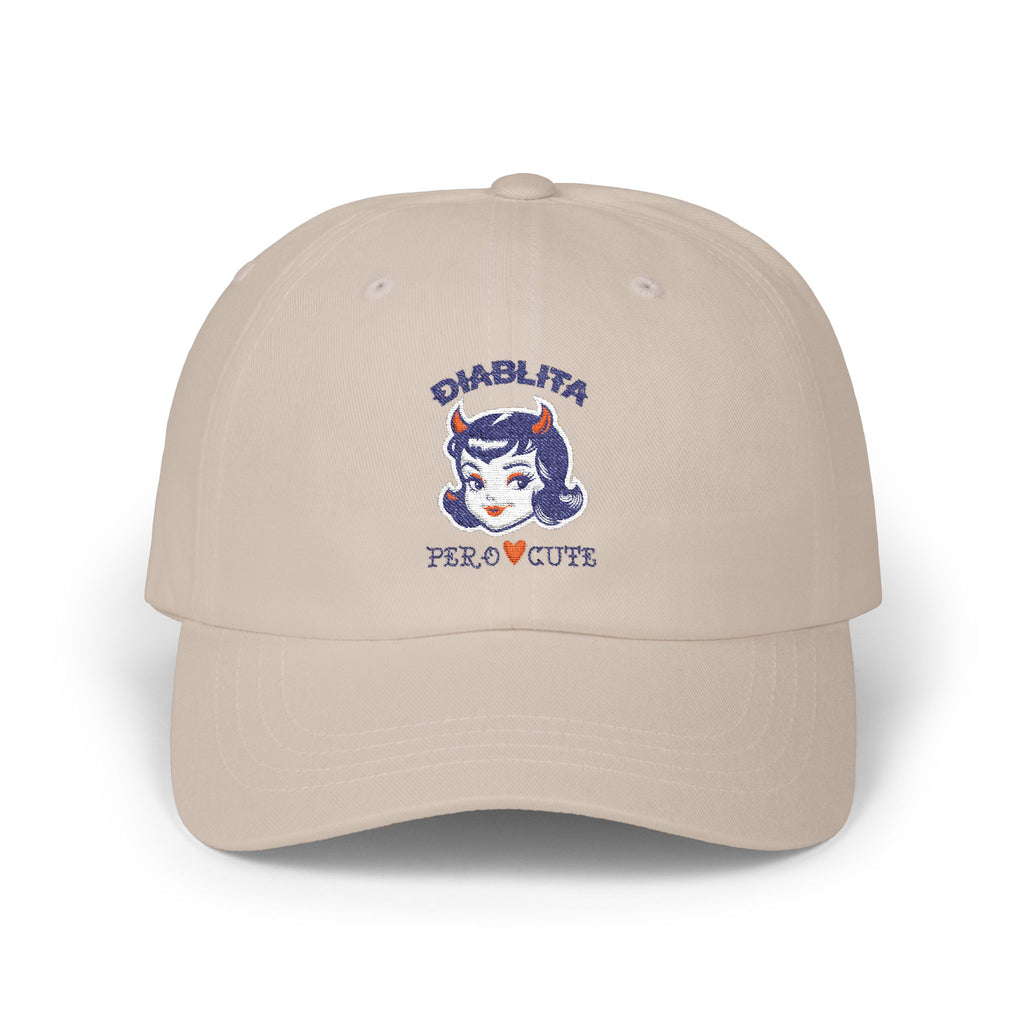 Dad Cap — 'Diablita Pero Cute' Retro Devil Girl Embroidered Baseball Hat