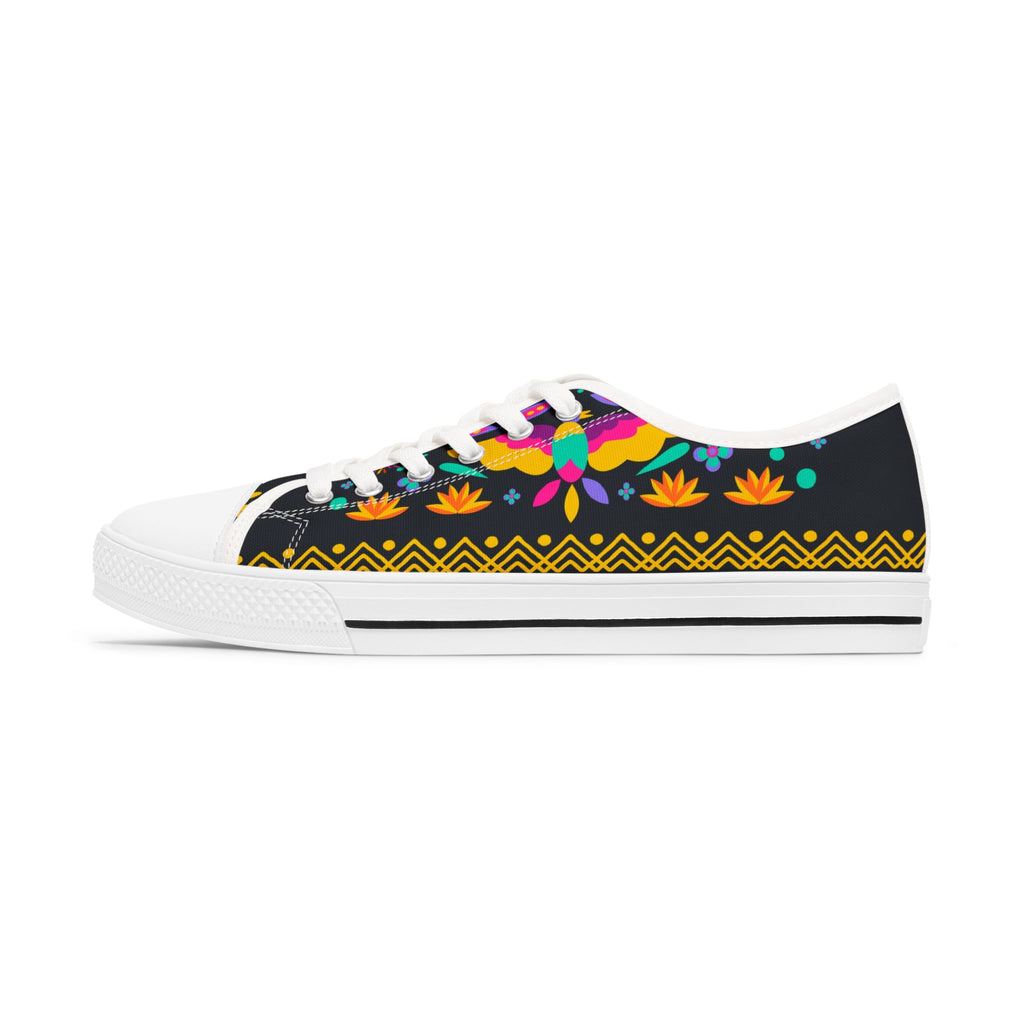 Floral Boho Low-Top Sneakers for Women — Colorful Ethnic Pattern