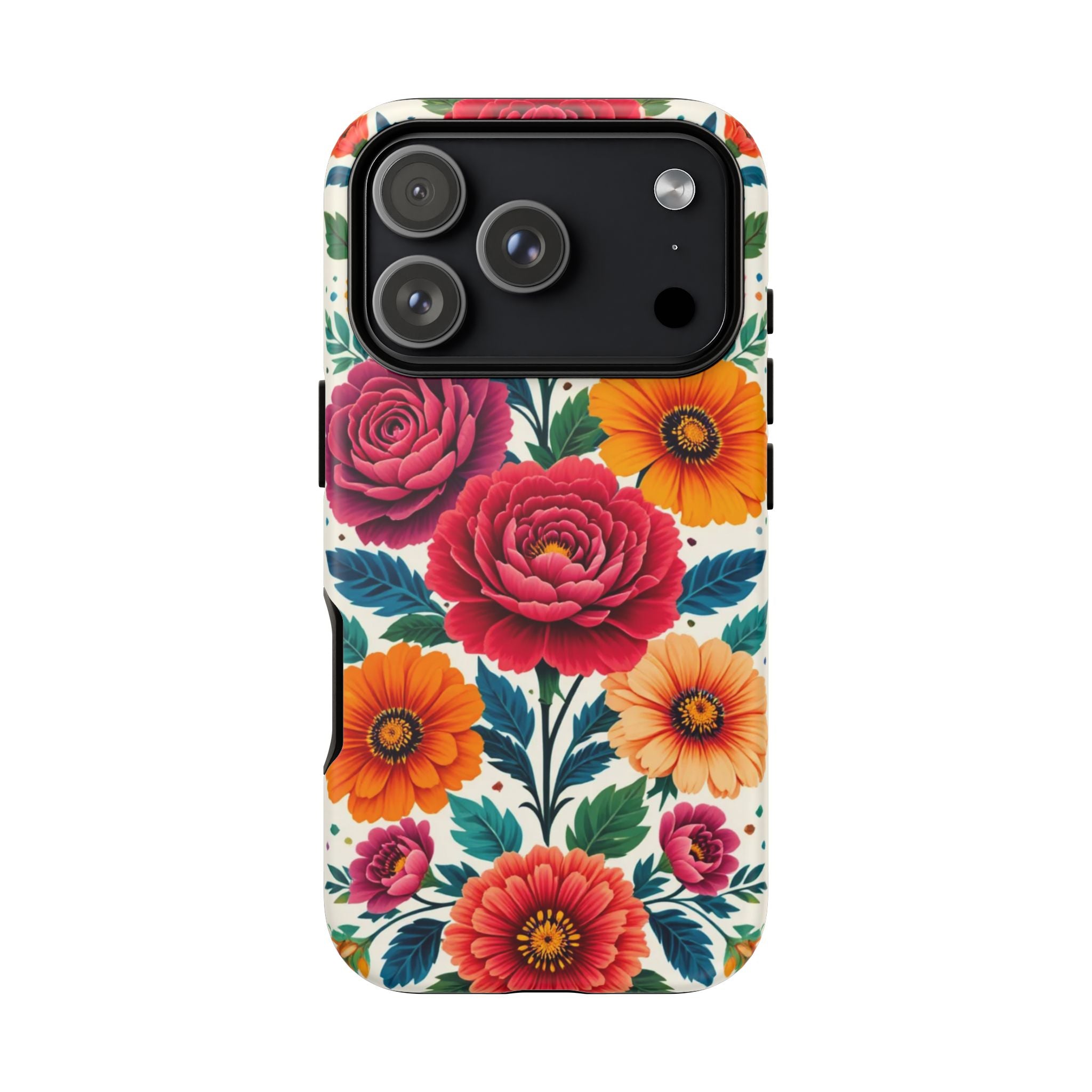 Floral Tough Case — Vibrant Rose & Marigold Phone Case