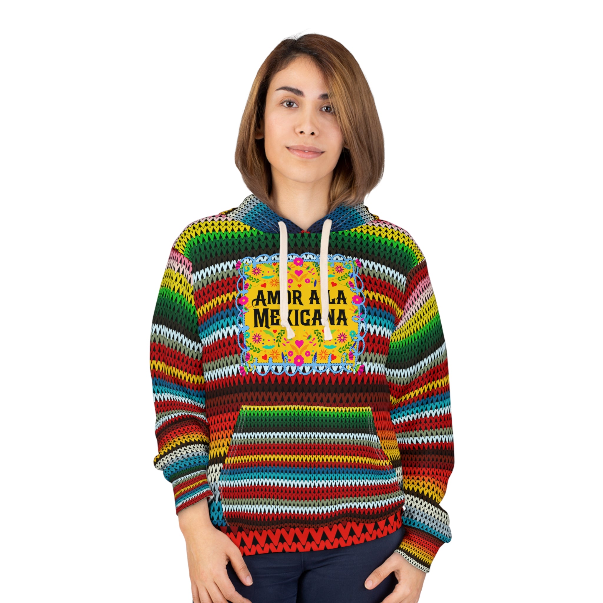Amor a la Mexicana Serape Hoodie – Colorful Mexican Blanket