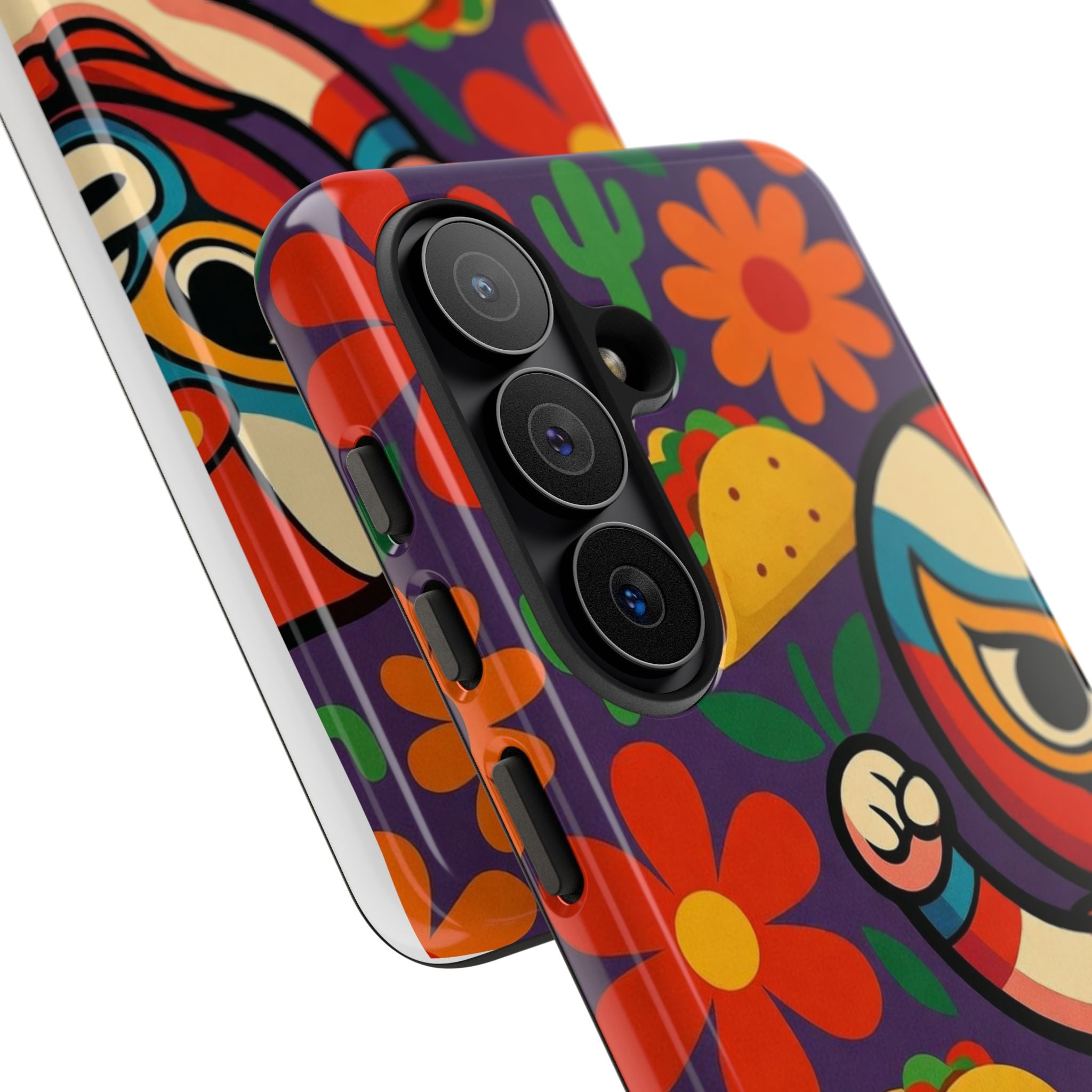 Luchador Taco Phone Case — Colorful Mexican Wrestling Floral Design