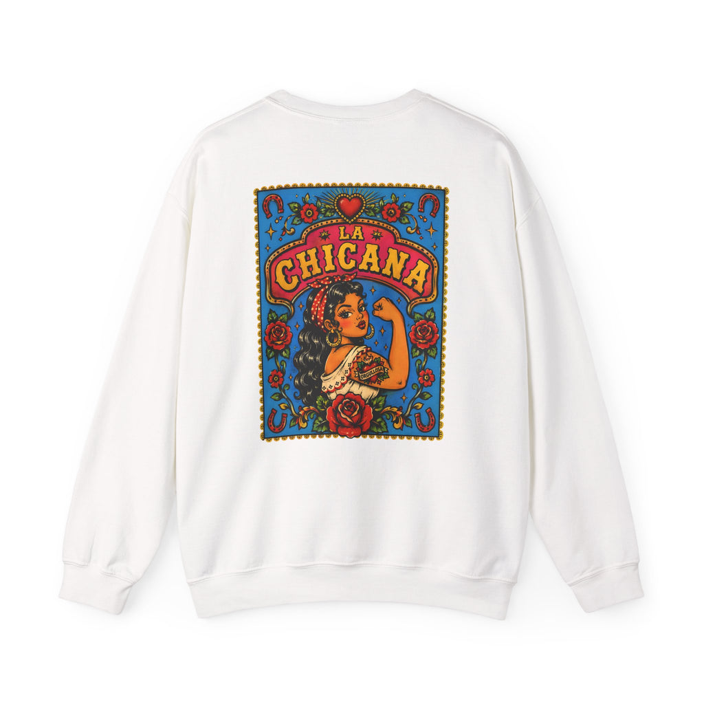 Chicana Crewneck Sweatshirt — La Chicana Vintage Rose Graphic
