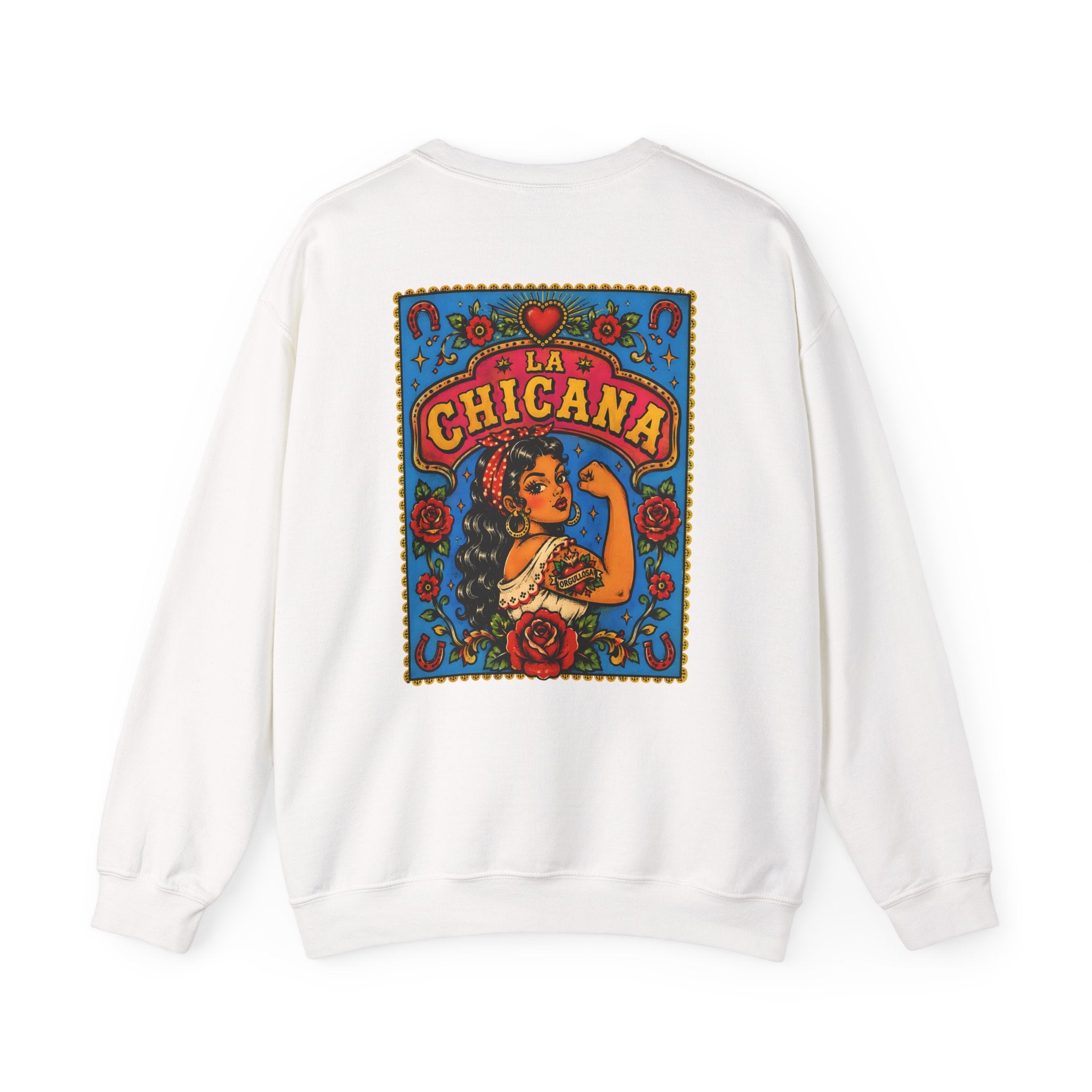 Chicana Crewneck Sweatshirt — La Chicana Vintage Rose Graphic