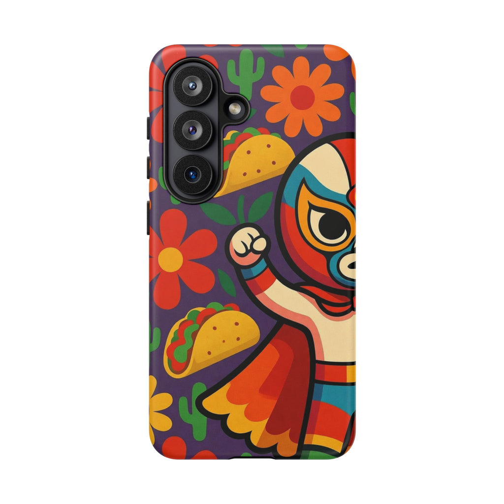 Luchador Taco Phone Case — Colorful Mexican Wrestling Floral Design