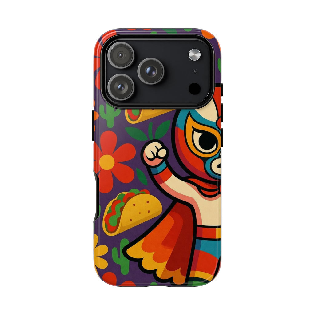 Luchador Taco Phone Case — Colorful Mexican Wrestling Floral Design