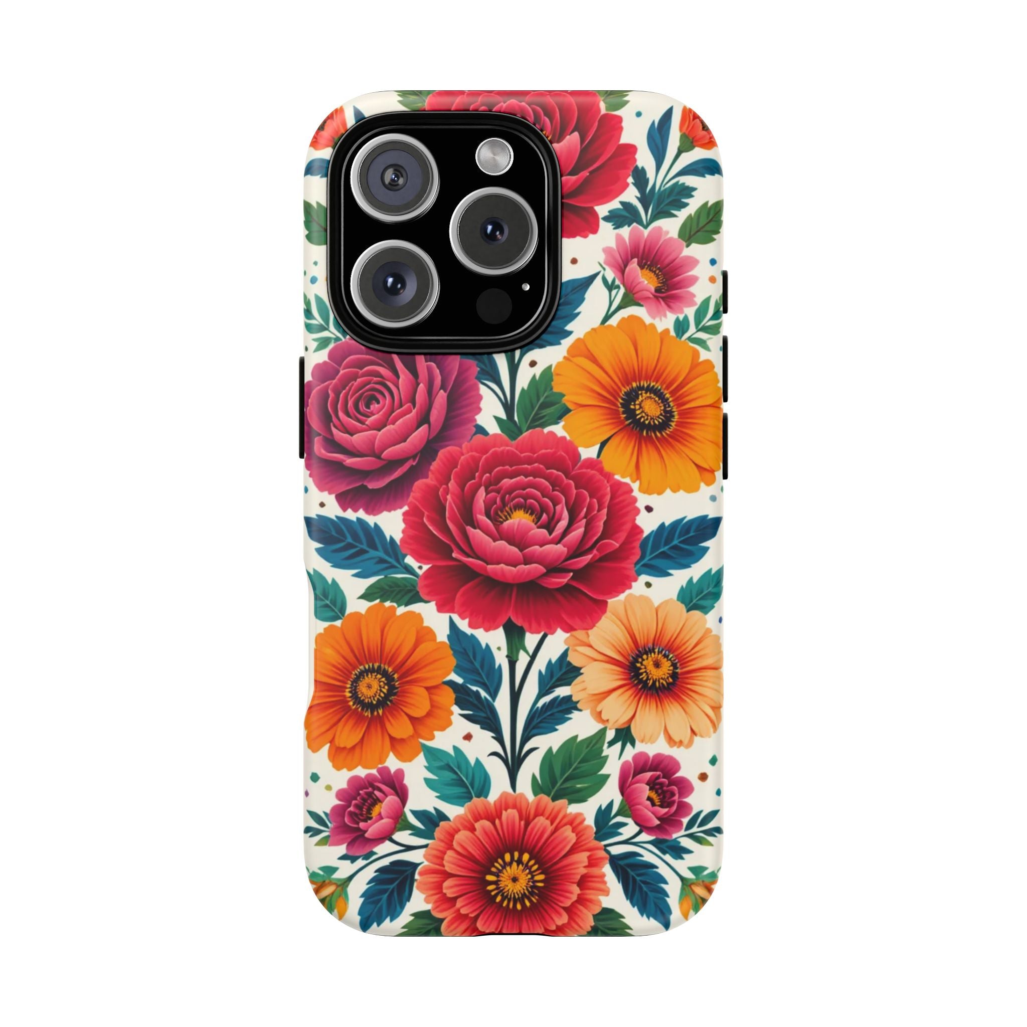 Floral Tough Case — Vibrant Rose & Marigold Phone Case