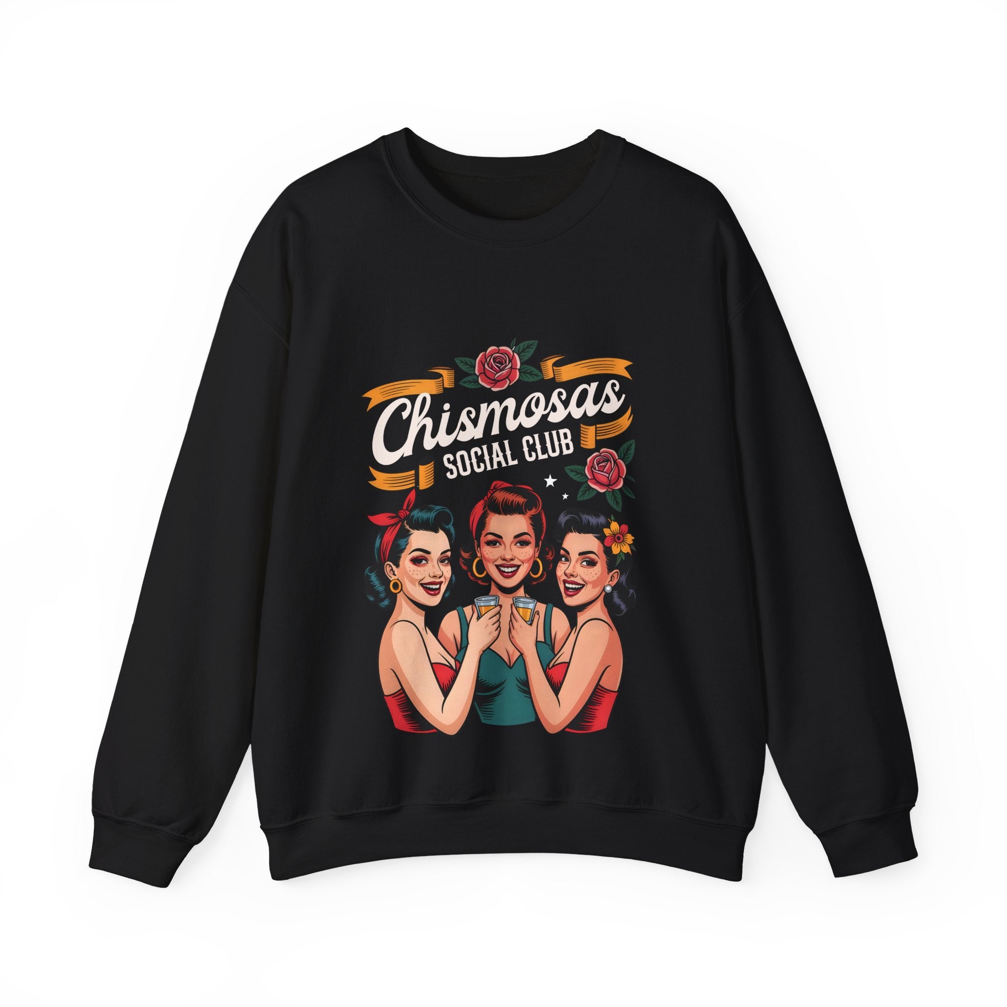 Chismosas Social Club Crewneck Sweatshirt – Retro Women Friends Gossip Graphic